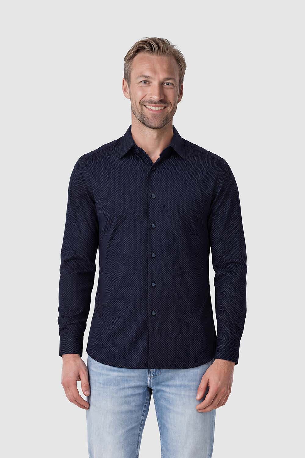 Desoto Overhemd Casual Kent Navy