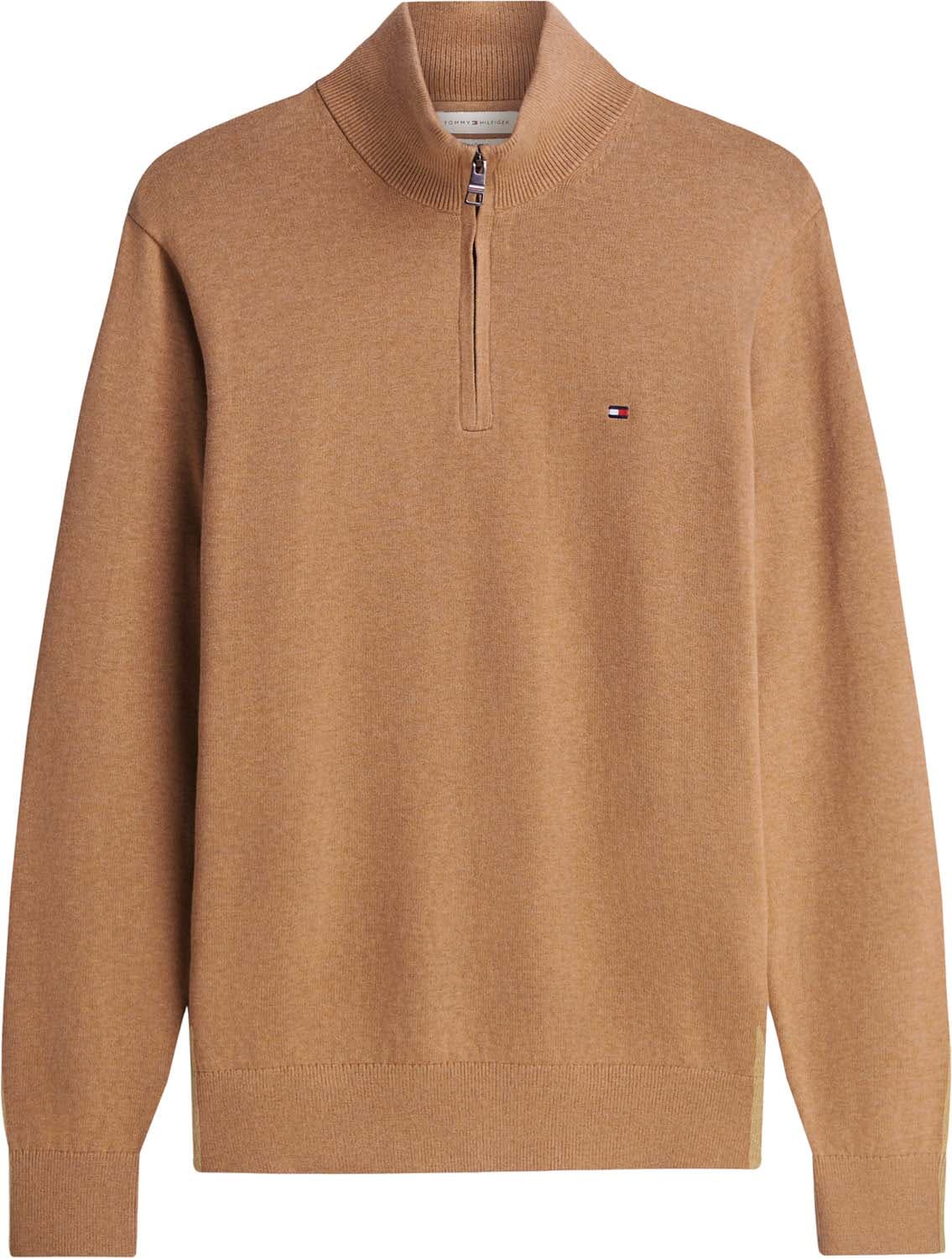 Tommy Hilfiger Trui Half-zip Pima Camel