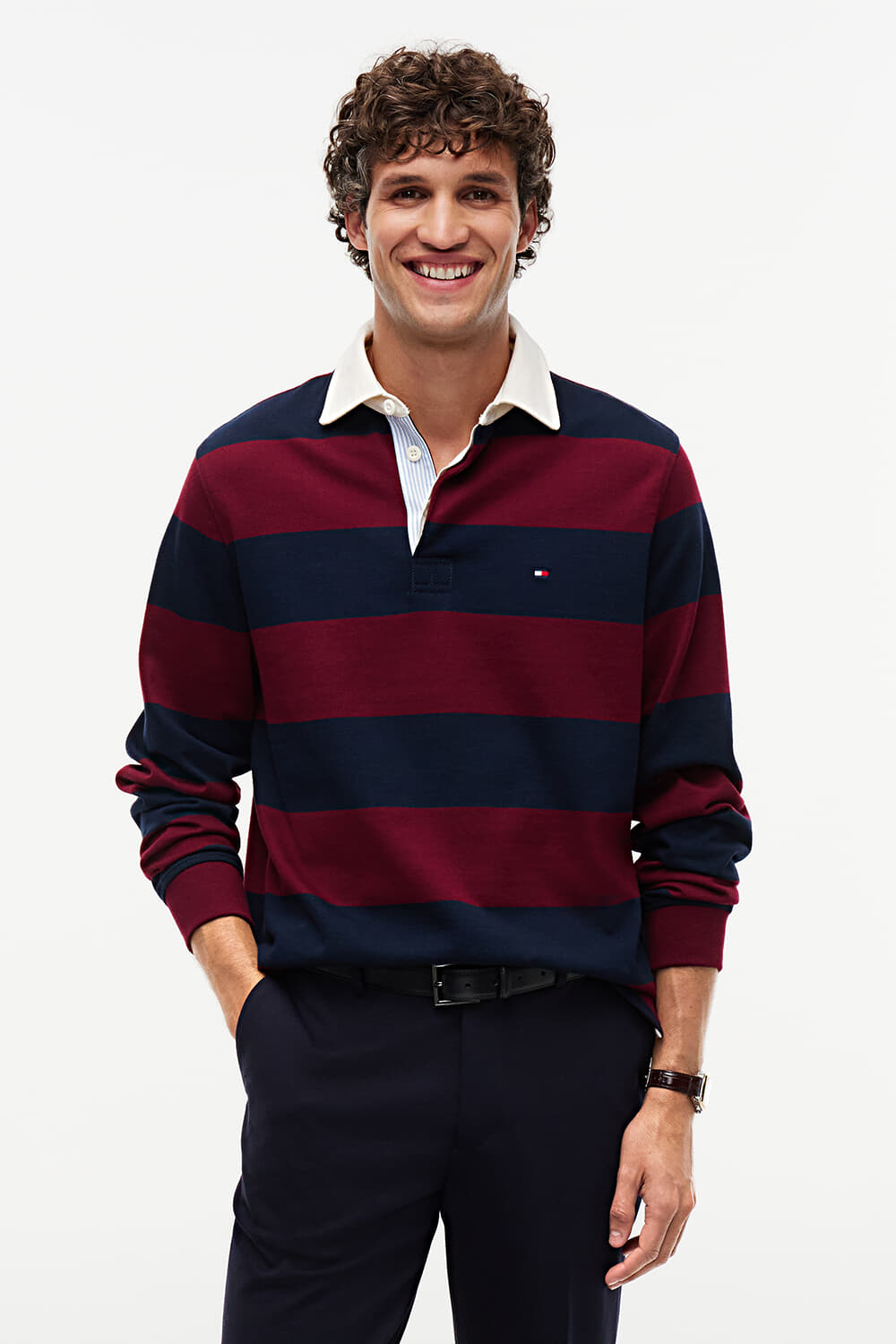 Tommy Hilfiger Rugby Essential Stripe Bordeaux Rood