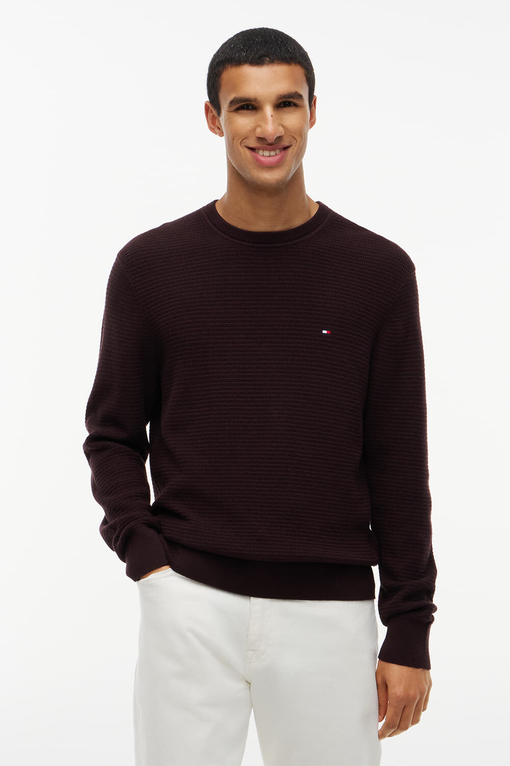 Tommy Hilfiger Trui Pima Cotton Cashmere Structure Bruin