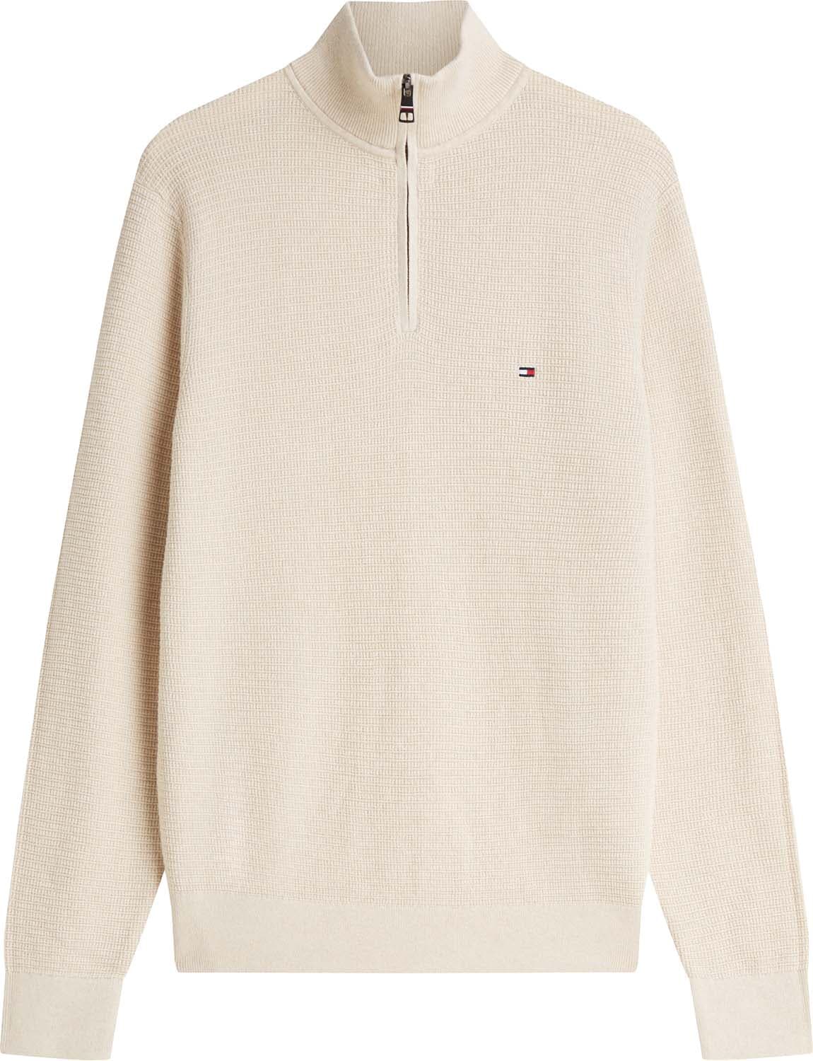 Tommy Hilfiger Half-zip Trui Pima Structure Beige