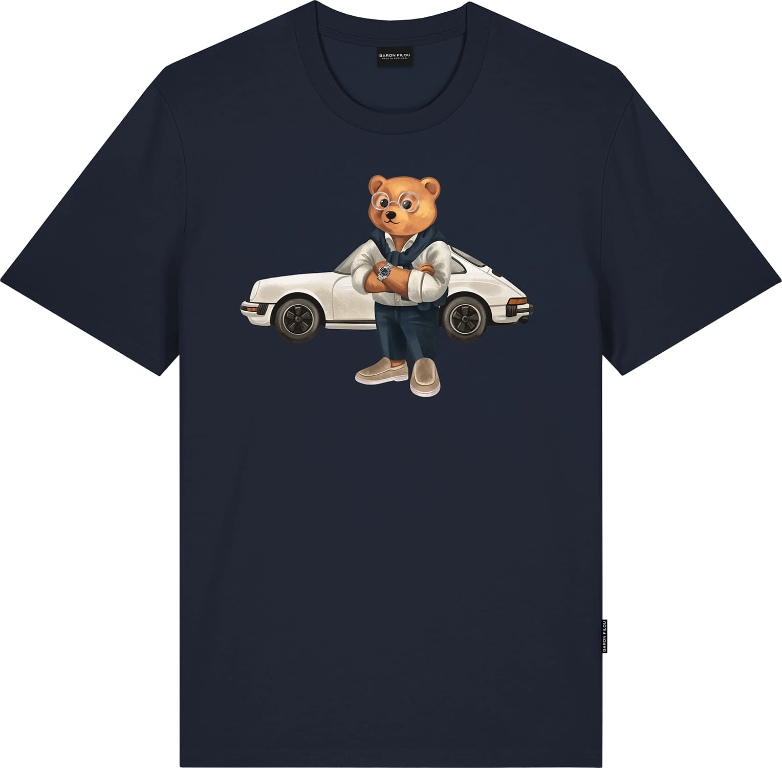 Baron Filou t-shirt car with bear Navy