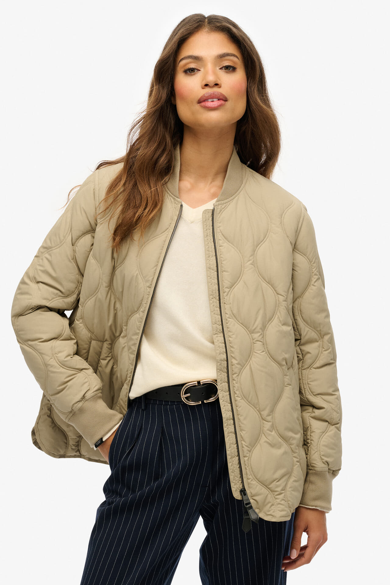 Superdry & Co Gewatteerde Jas Liner kort Beige