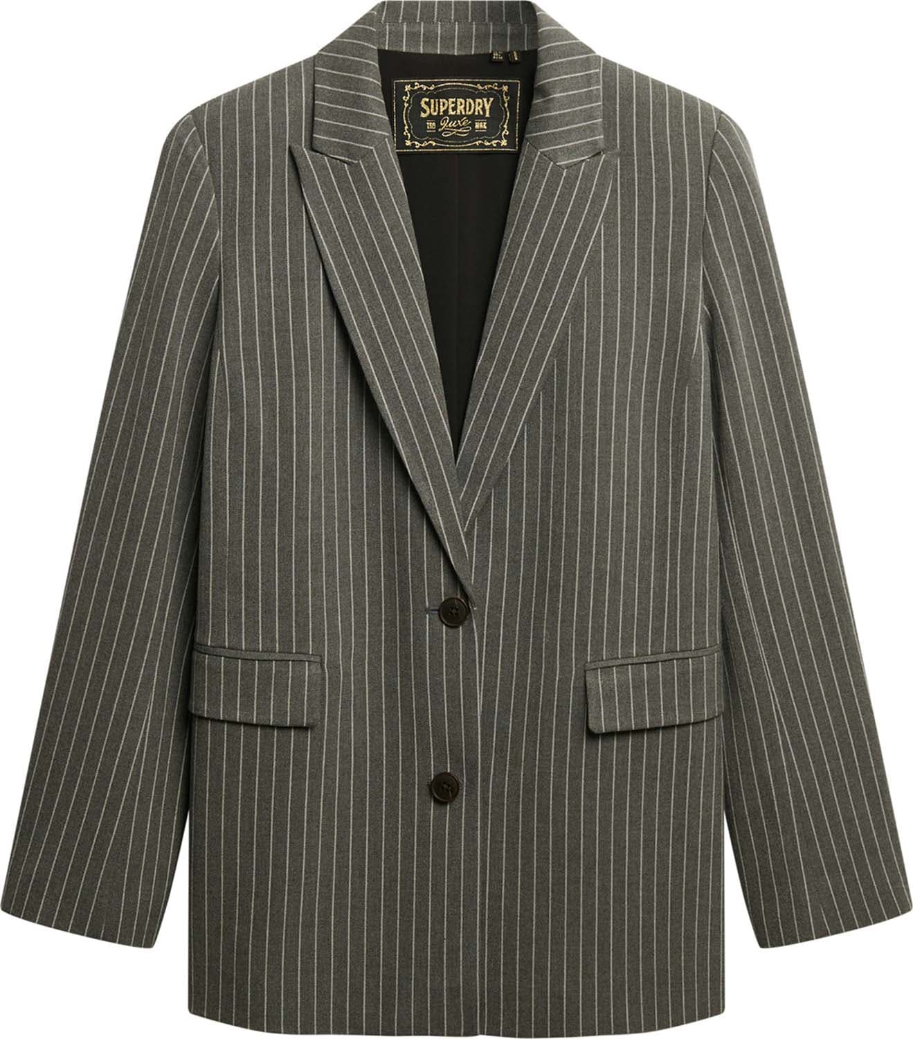 Superdry & Co Blazer Gestreept Boyfriend Grijs