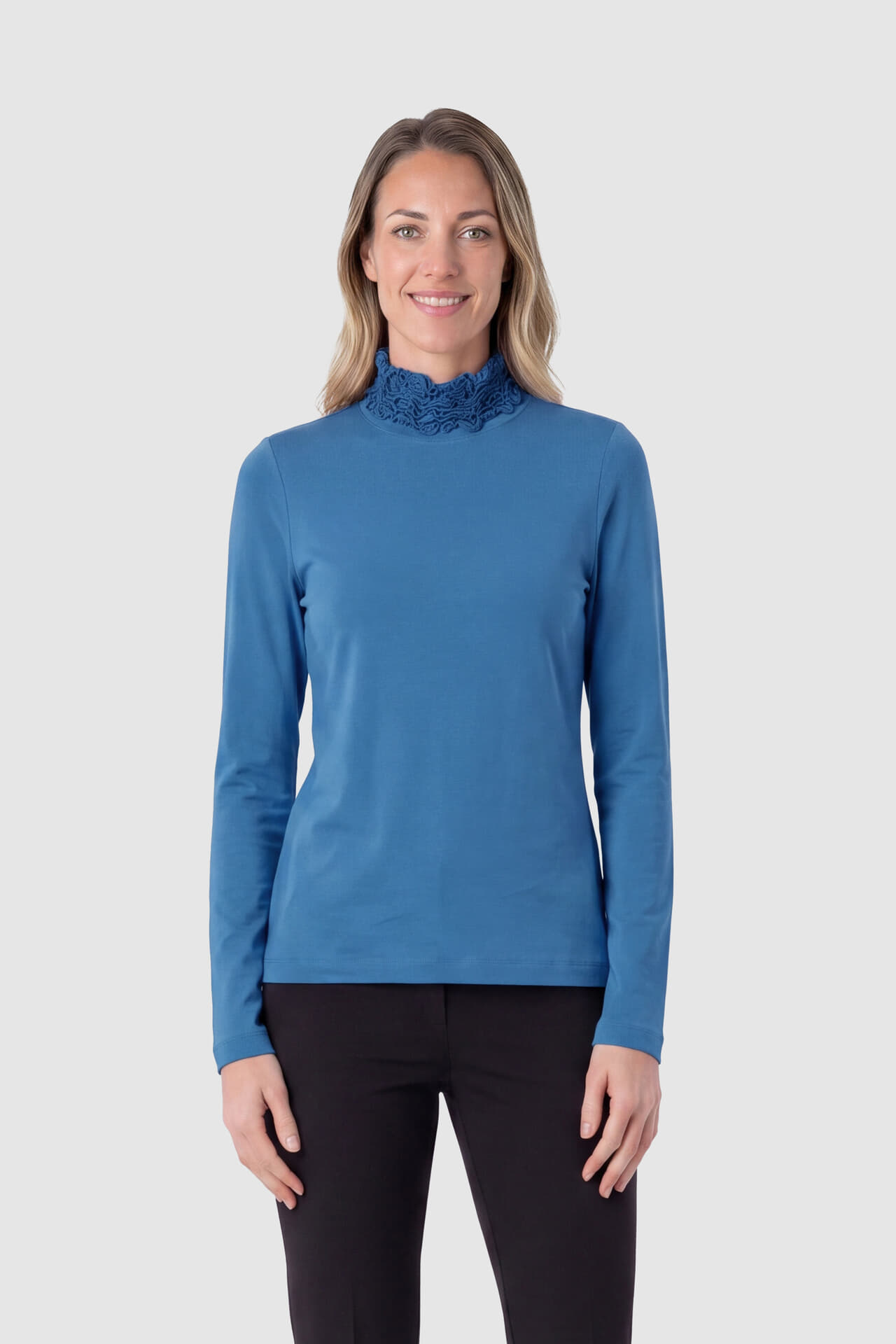 Bloomings Top Ruffle Blauw