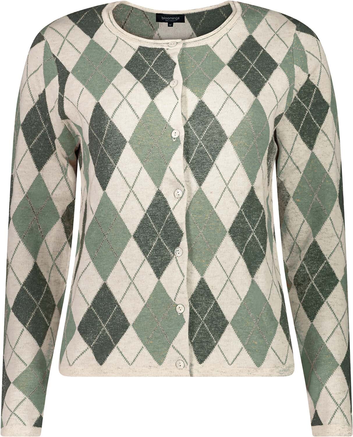 Bloomings Vest Argyle 3/4 Mouw Groen
