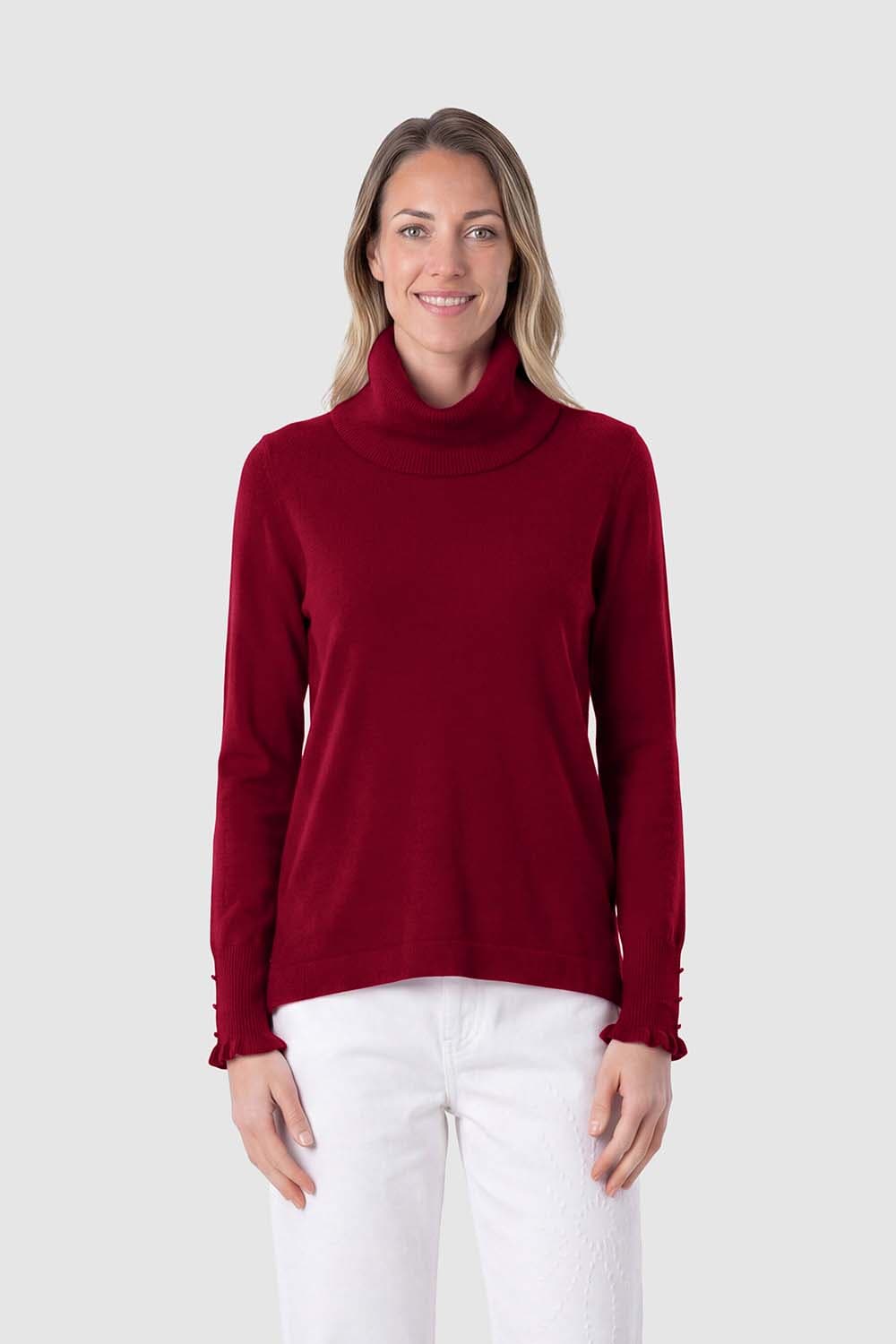 Bloomings Trui Turtle Loose fit Bordeaux Rood