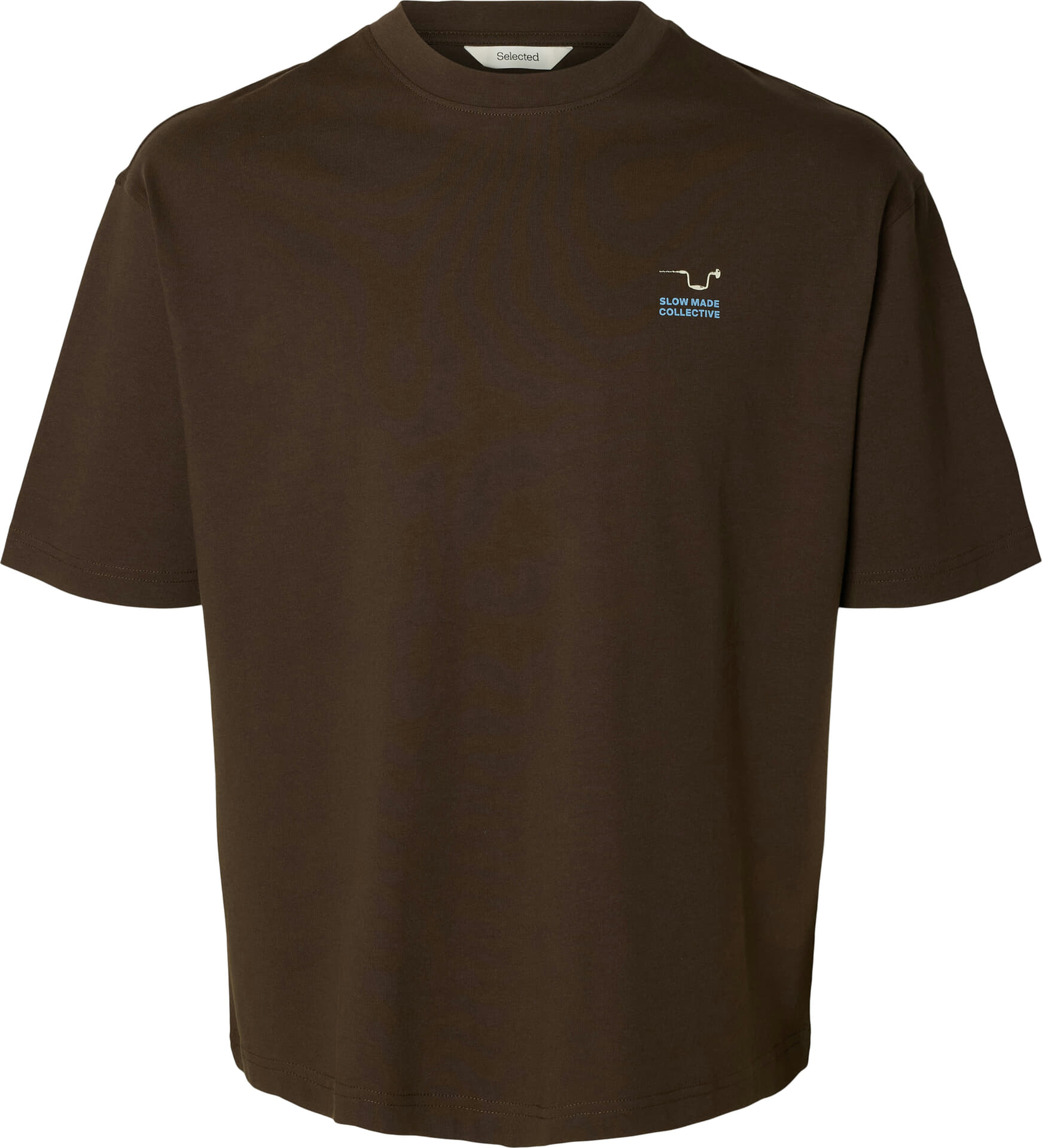 Selected Homme T-shirt Emmet Graphic Relaxed Fit Bruin