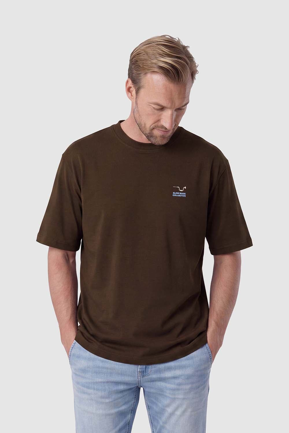 Selected Homme T-shirt Emmet Graphic Relaxed Fit Bruin