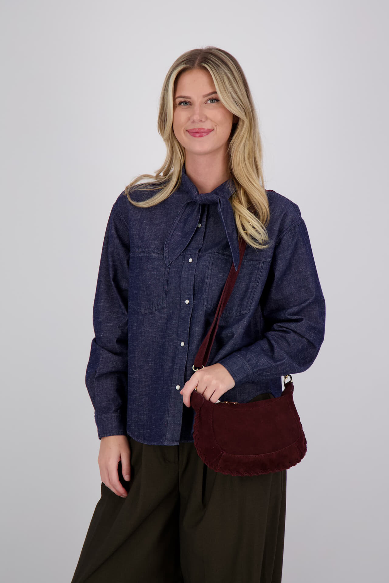 Bomont Tas Helin Suede Bordeaux Rood