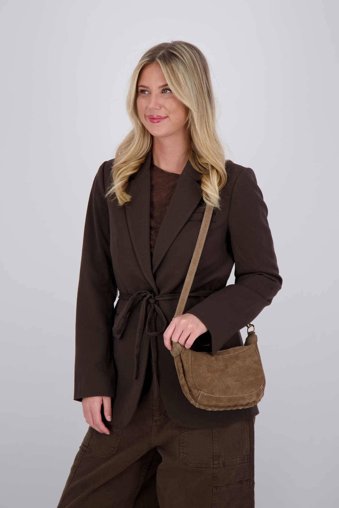 Bomont Tas Helin Suede Taupe