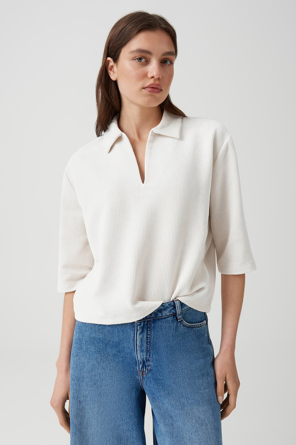Opus Polo-Sweater Corduroy Regular Fit Beige