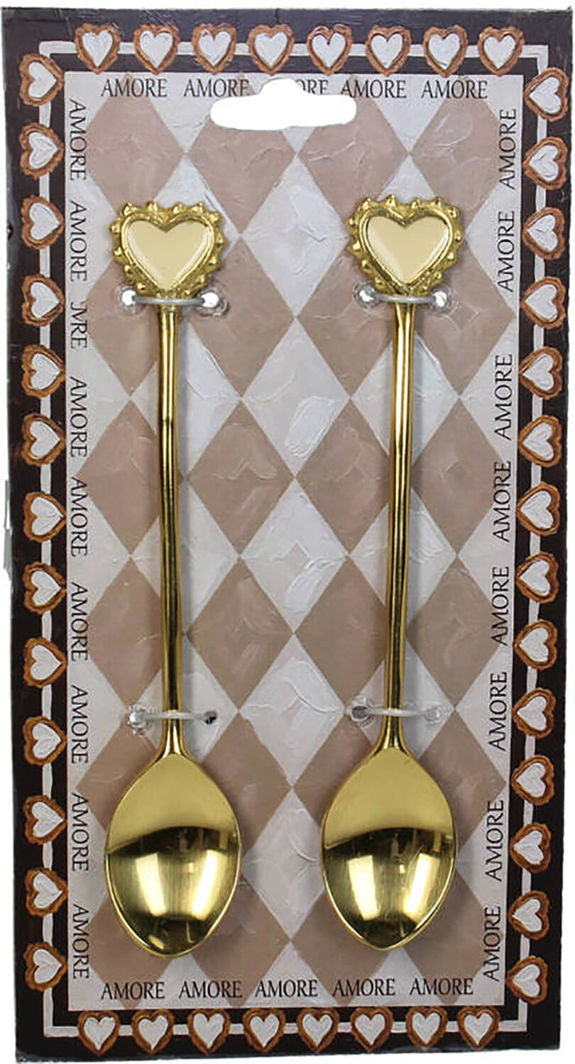 Bomont Collection Spoon Heart Brass Gold 10x1x19cm set van 2 Goud