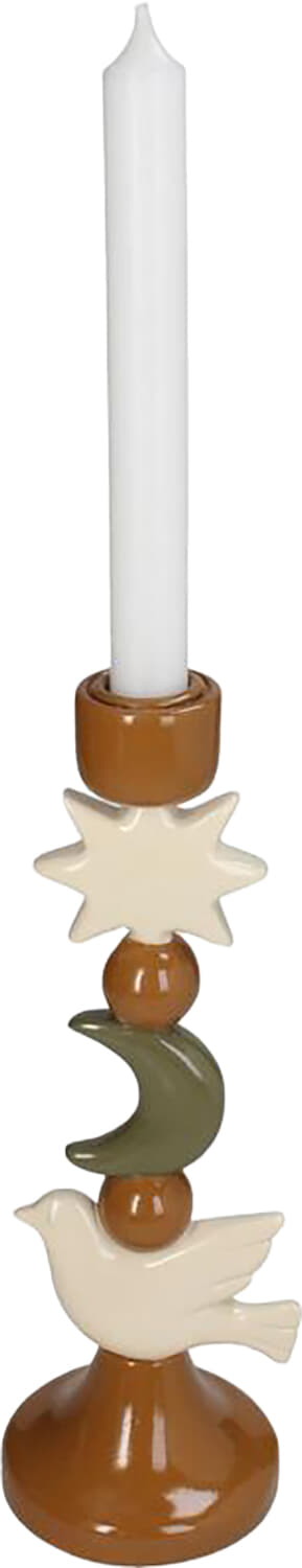 Bomont Collection Candle Stick Bird Star Moon Polyresin Multi 8.5x8. Multi