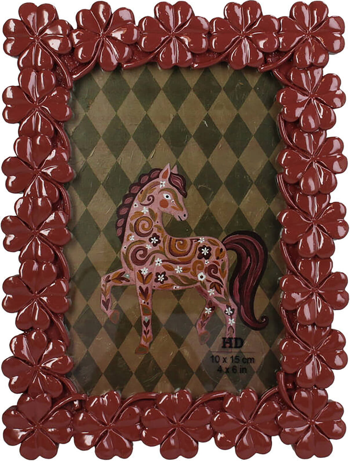 Bomont Collection Photo Frame Four-Leaf Clover Polyresin Mauve 10x15 Bordeaux Rood