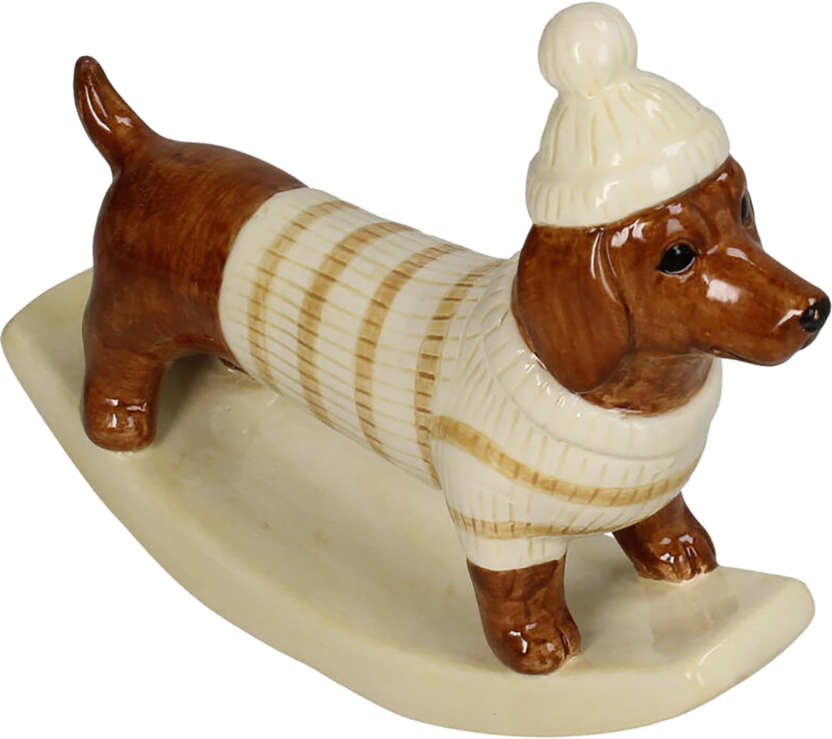 Bomont Collection Ornament Rocking Dachshund Dolomite Brown 17x5.5x1 Bruin