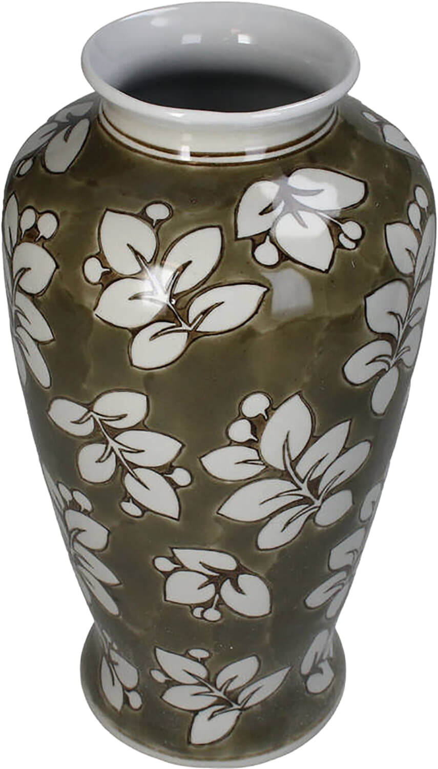 Bomont Collection Vase Hand-painted Porcelain Taupe 16.7x16.7x30cm Taupe