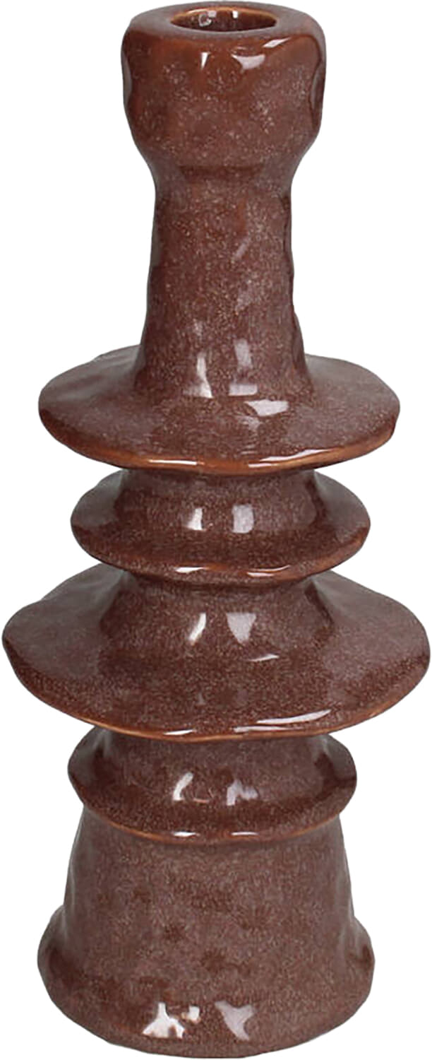 Bomont Collection Candle Stick Stoneware Brown 9x9x22cm Bruin