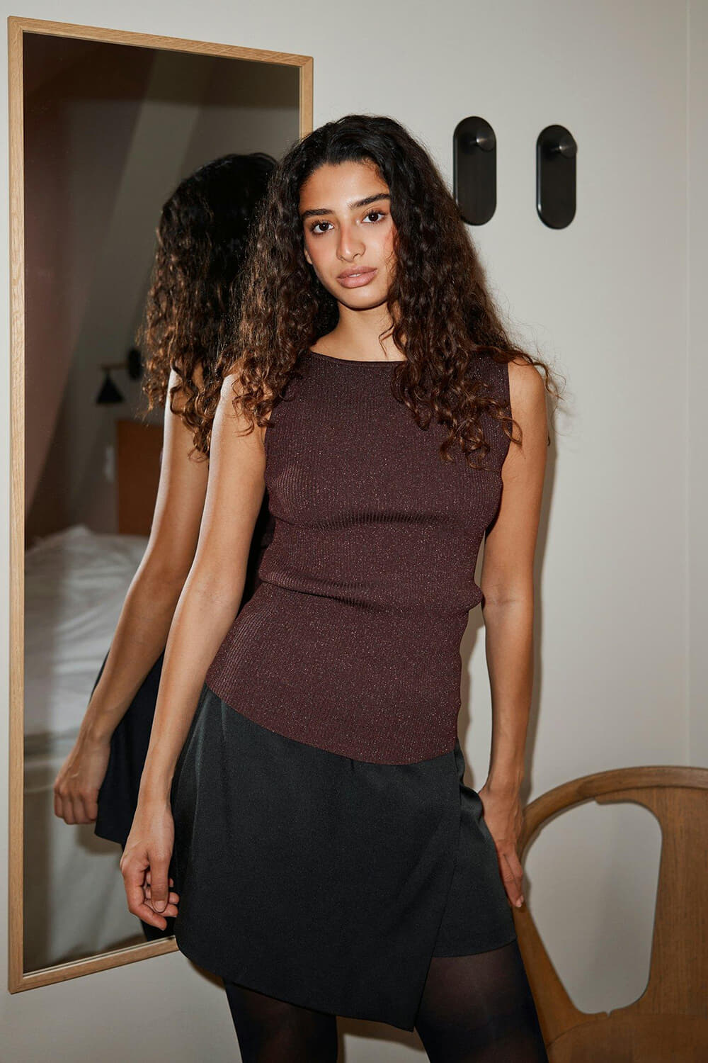 Neo Noir Top Talia Glitter Bordeaux Rood