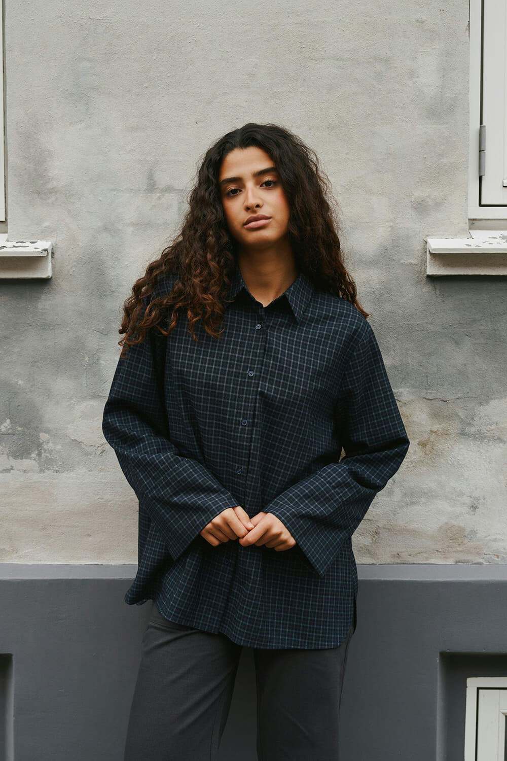 Neo Noir Blouse Dita Check Navy