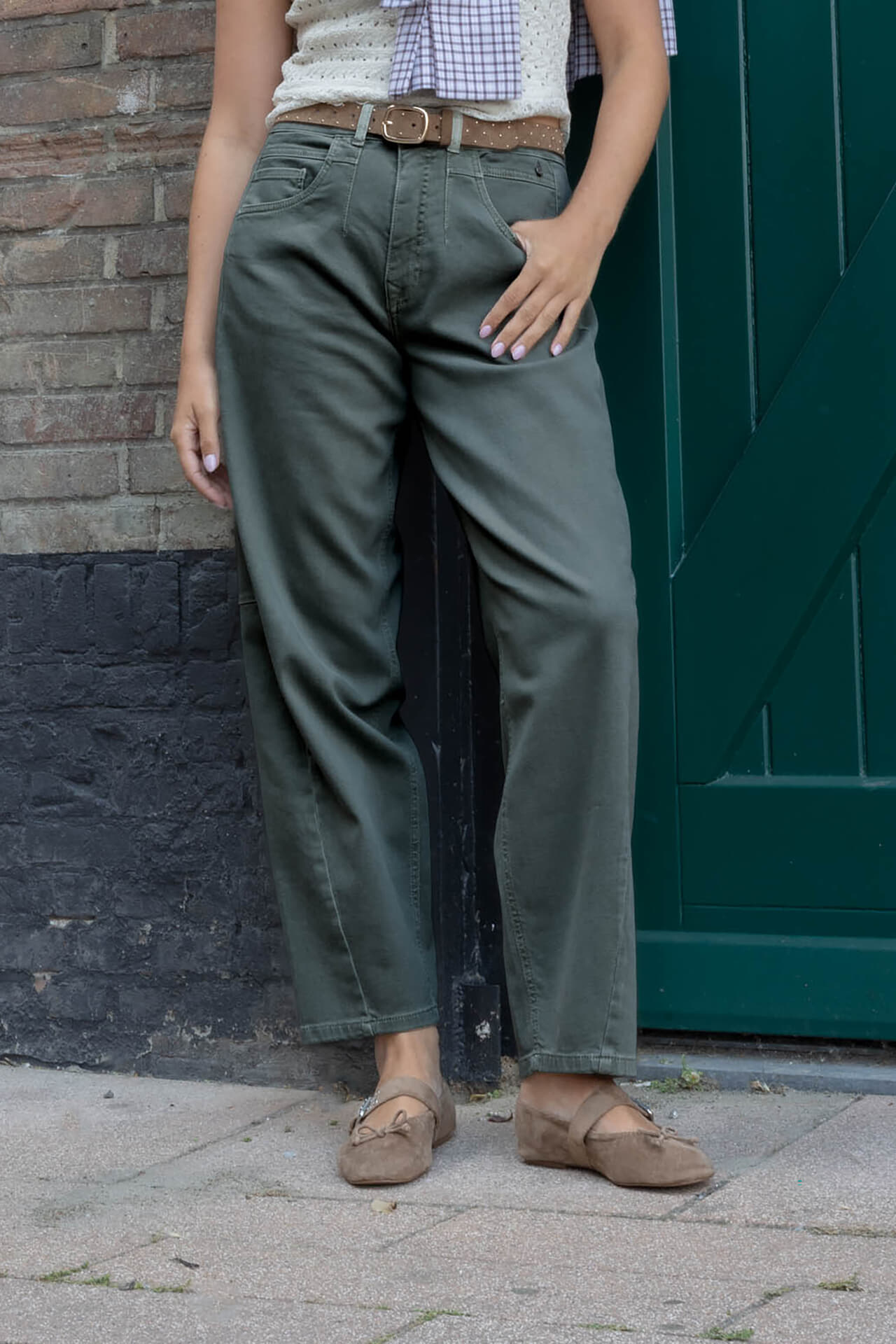 Para Mi Jeans Coco (Barrel) Villena Vintage Olijf Groen