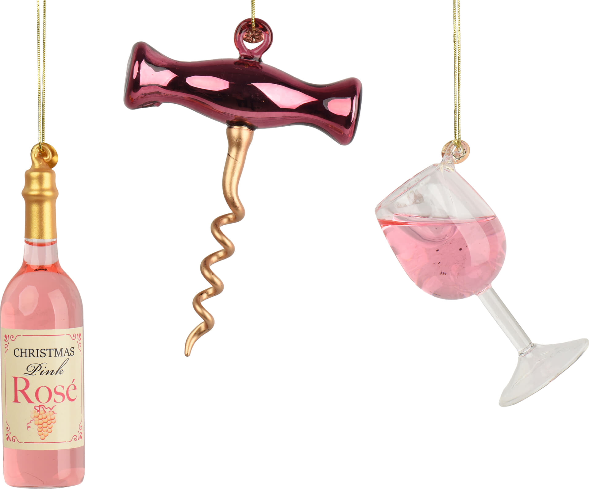 Bomont Collection Kerstballen Wijn mix set van 3 9.7 x 2.8 x 13.8 cm Roze