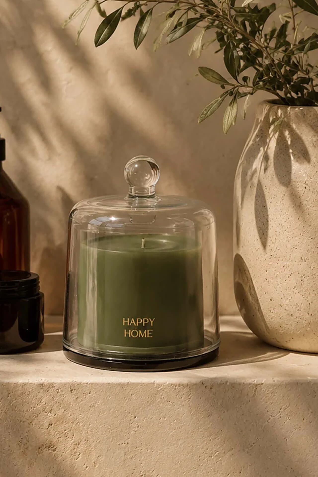 Zusss Geurkaars glas met stolp happy home Linen  Groen