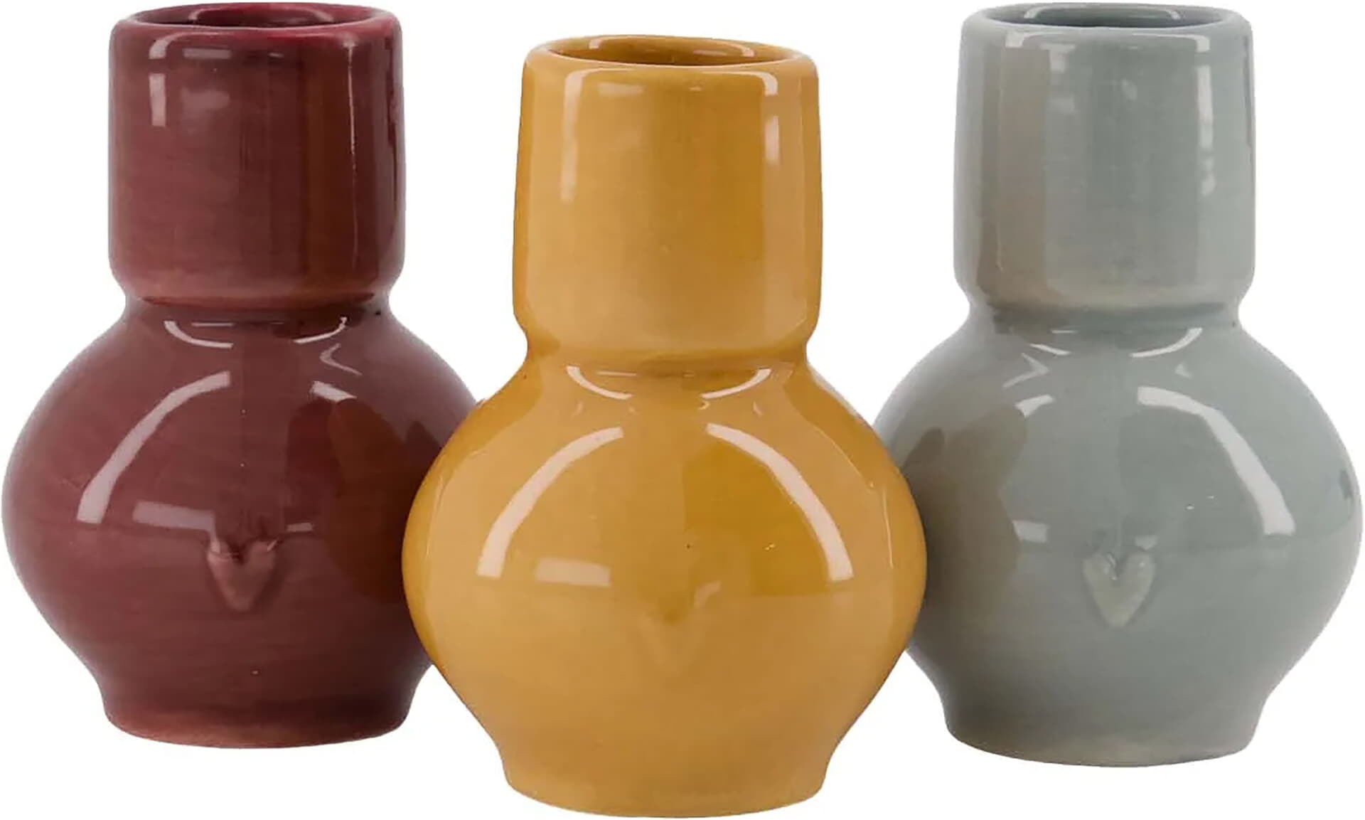 Zusss set van 3 vaasjes keramiek hartje Multi