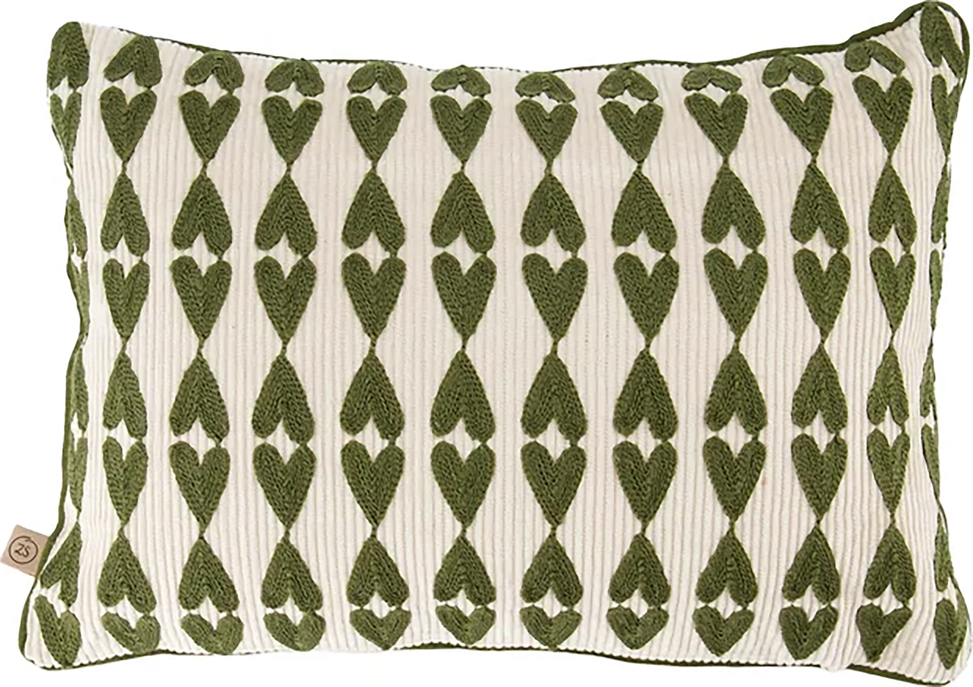Zusss Kussen hartjes print 35x25cm Groen