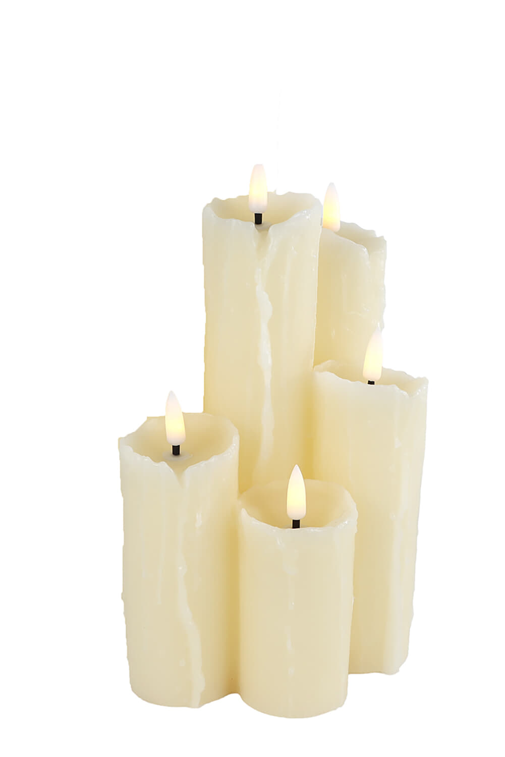 Bomont Collection Kaarsenset LED '5pcs' S creme 2xAAex 12,5x12,5x19, Crème