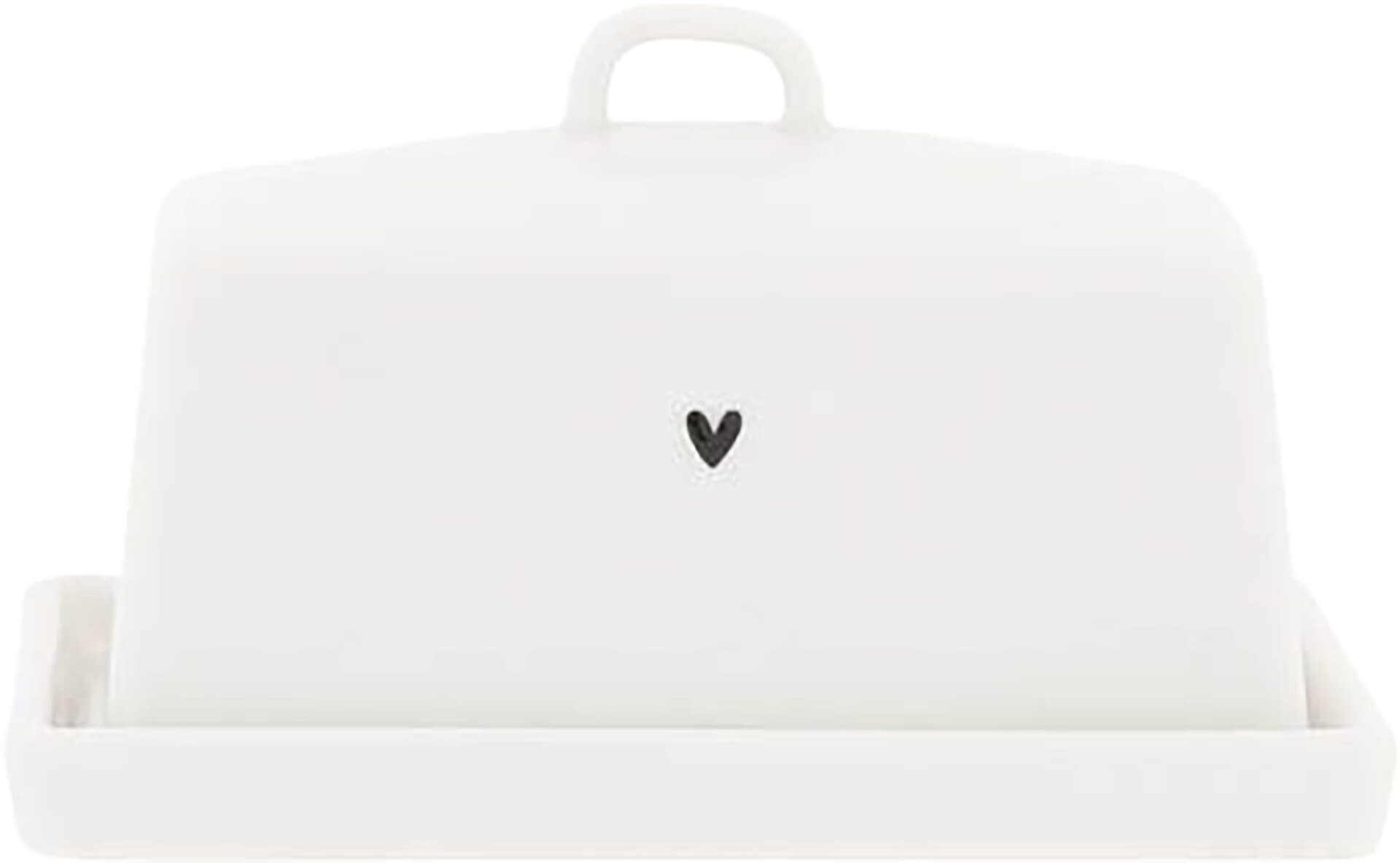 Bastion Collections Butter Dish Small white/heart in black Wit