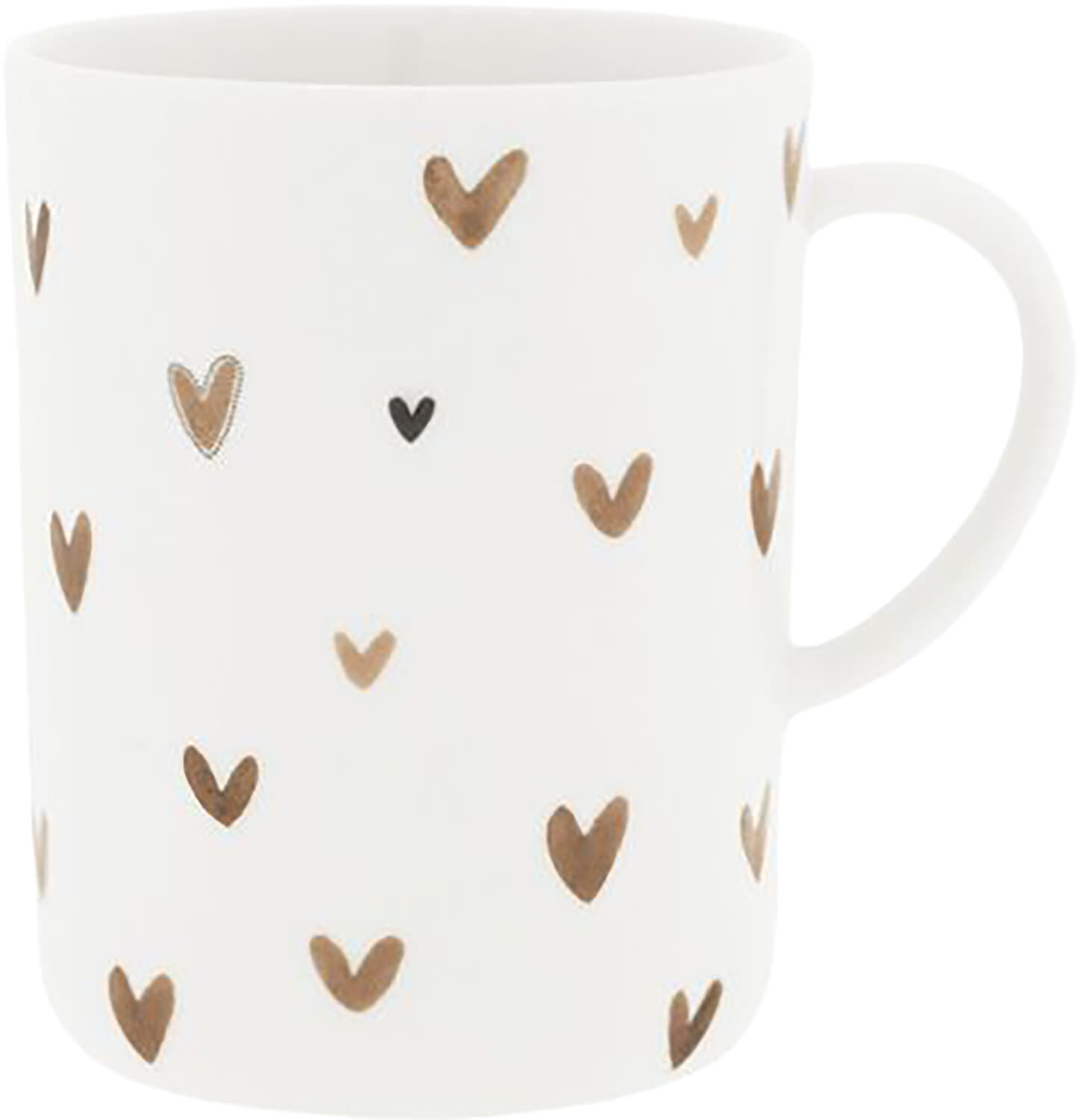 Bastion Collections Tea Mug White with Brown Hearts Bruin