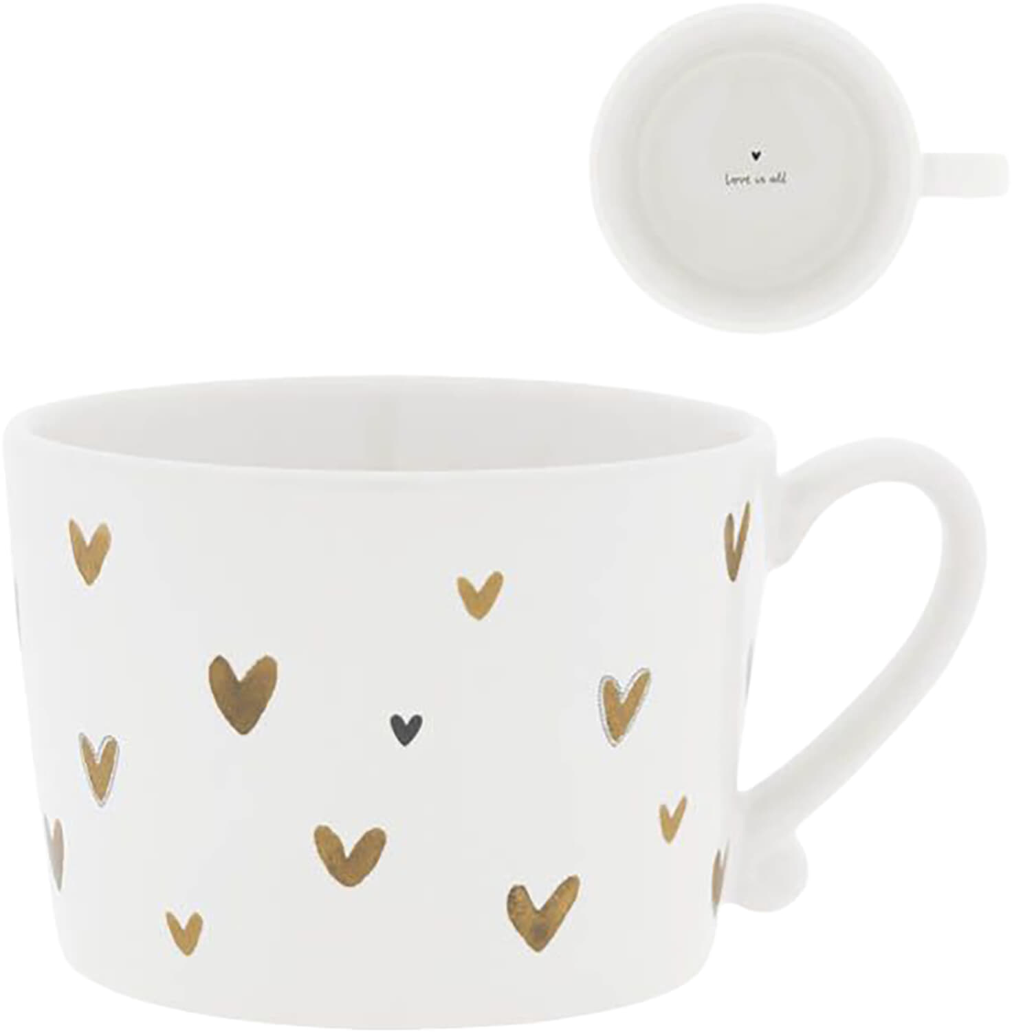 Bastion Collections Cup White/Little hearts in Brown 10x8x7cm Wit
