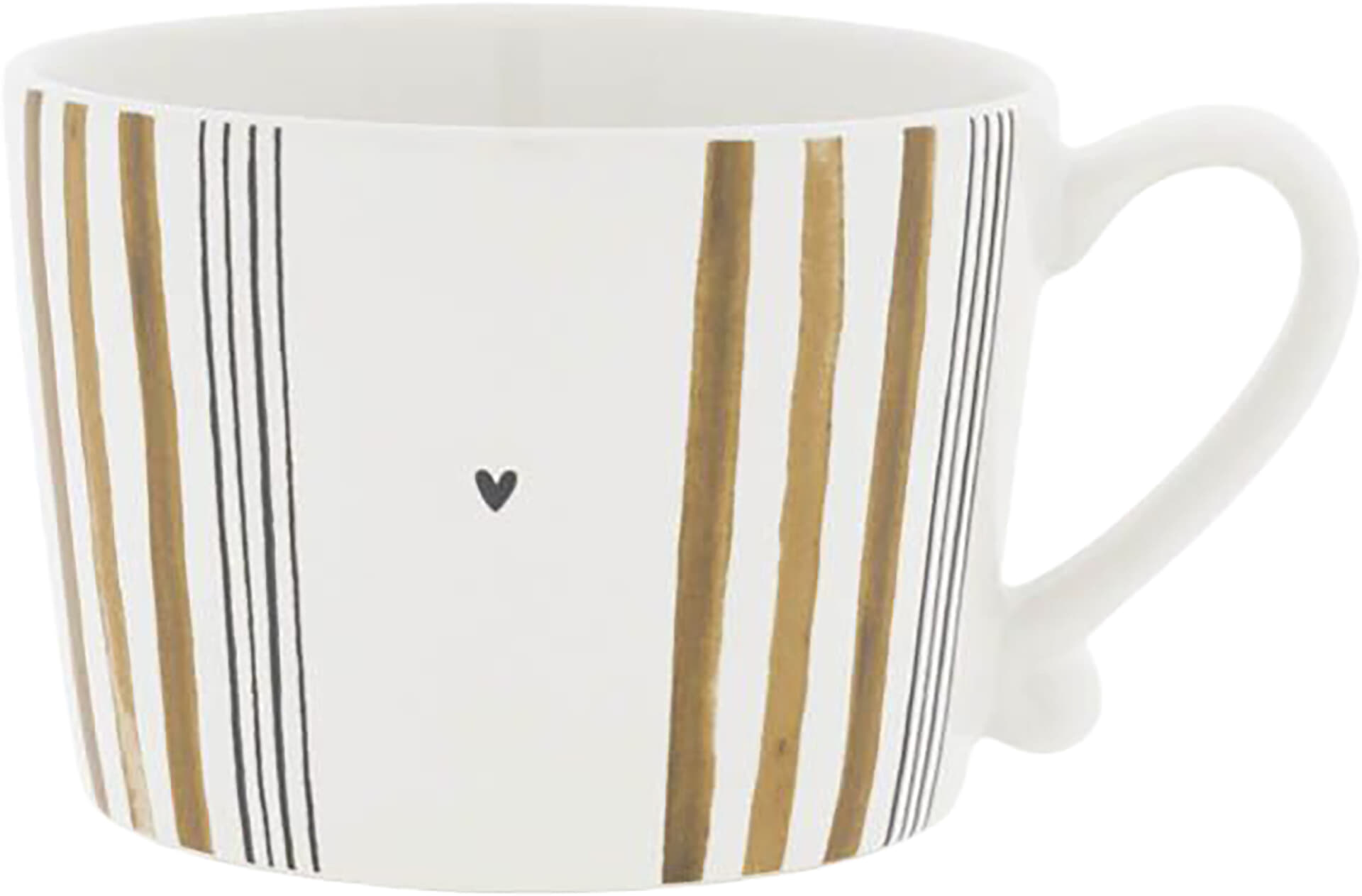 Bastion Collections Cup White/Little Stripes Brown with Black 10x8x7cm Wit