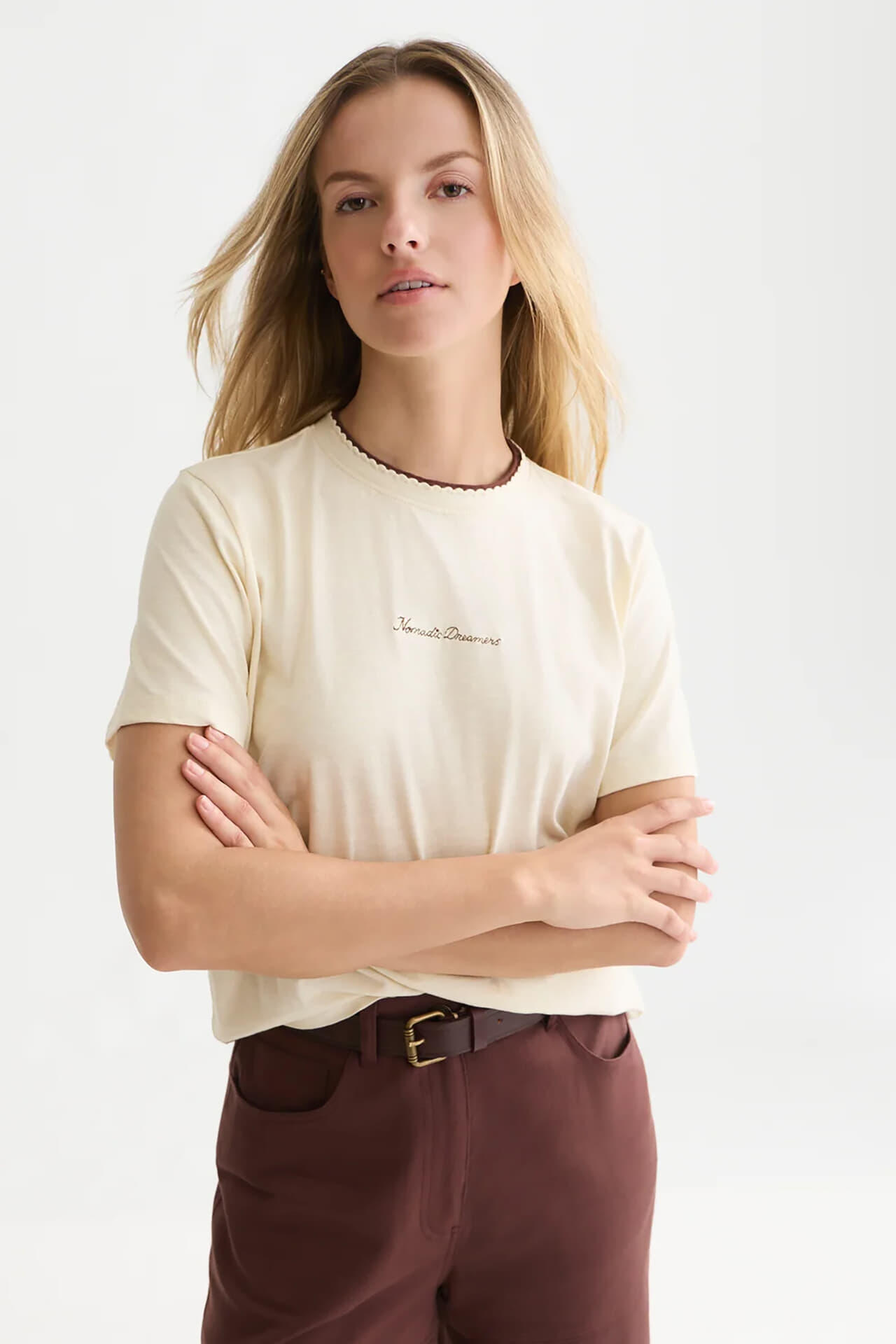 Scotch & Soda T-shirt Chest embroidery regular-fit Ecru