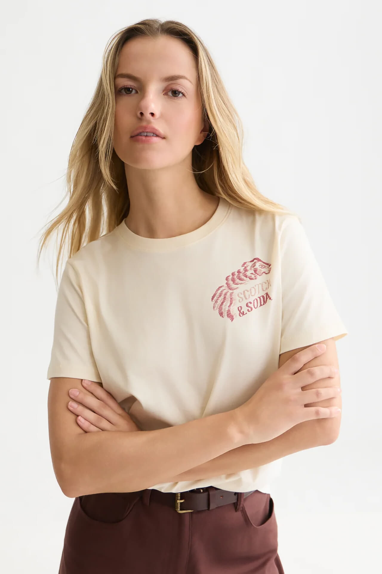 Scotch & Soda T-shirt Front and back artwork regular-fit Crème