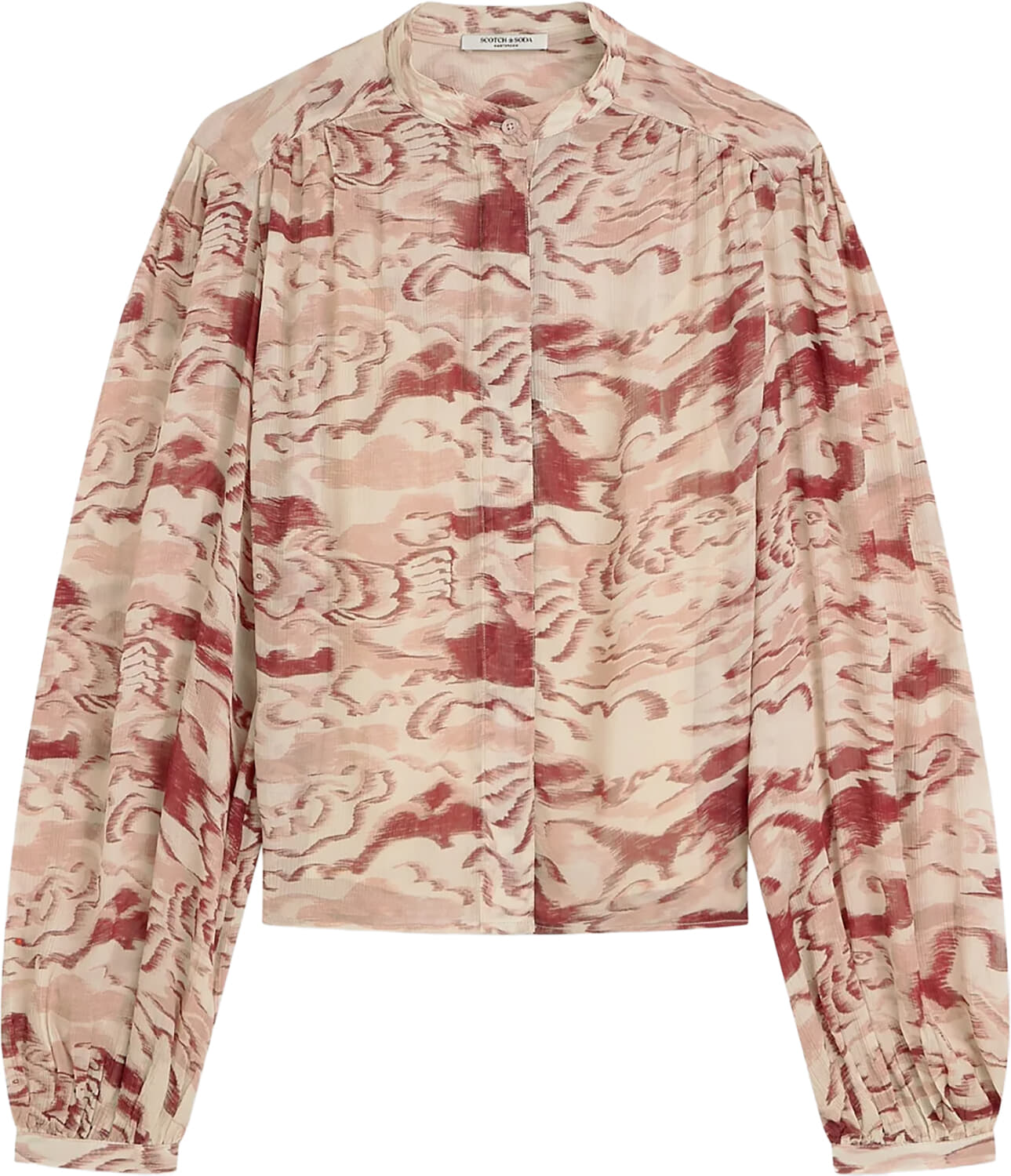 Scotch & Soda Blouse Printed Gathered Rood