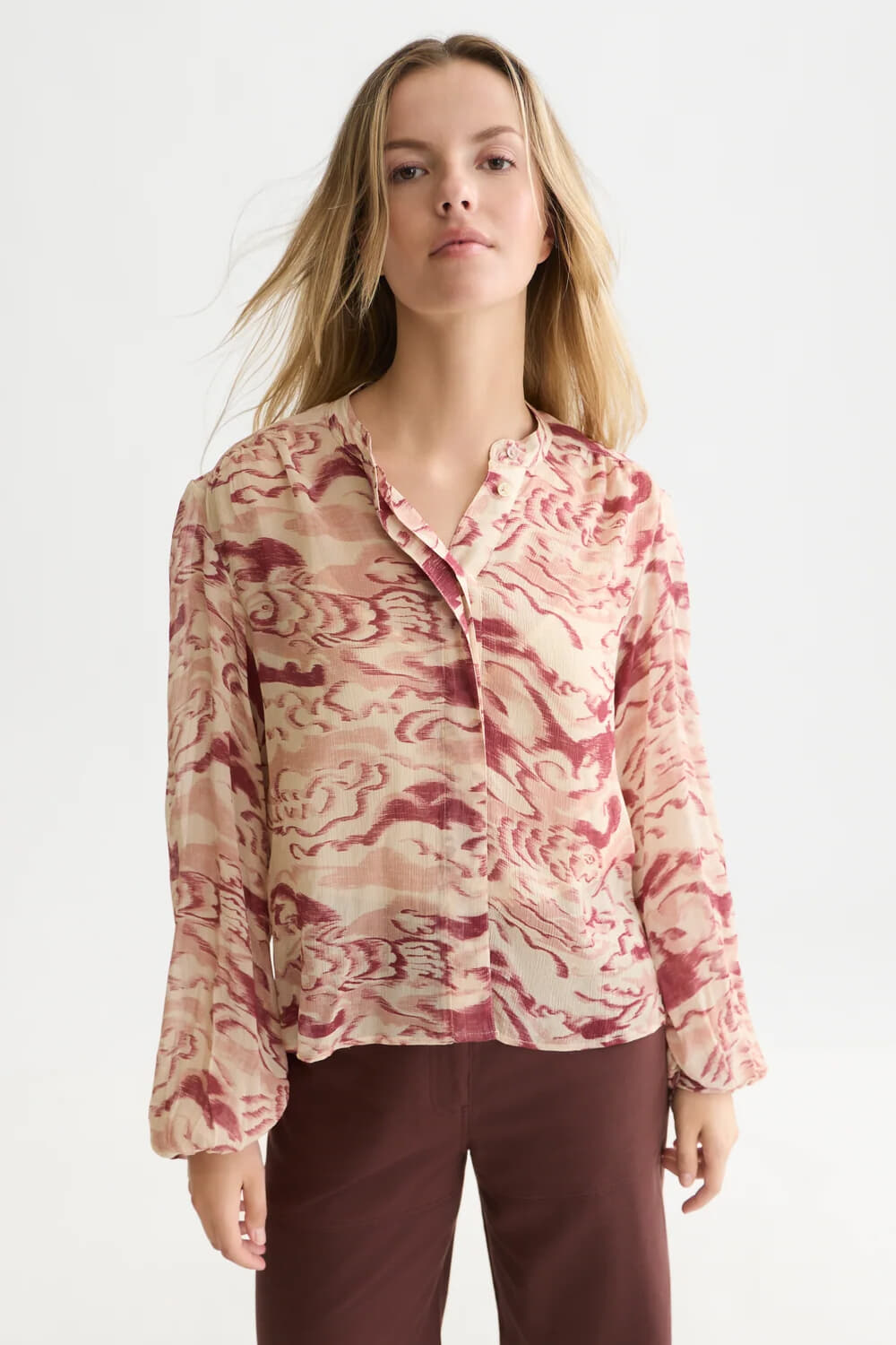 Scotch & Soda Blouse Printed Gathered Rood