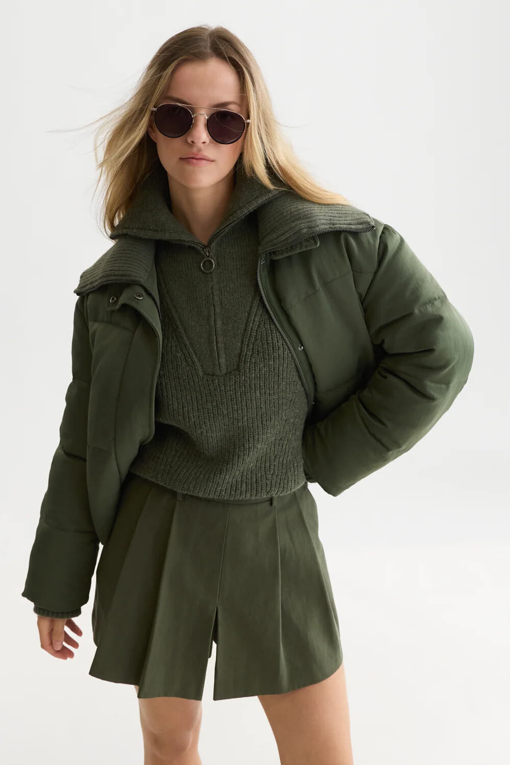 Scotch & Soda Pufferjas Rib  Groen