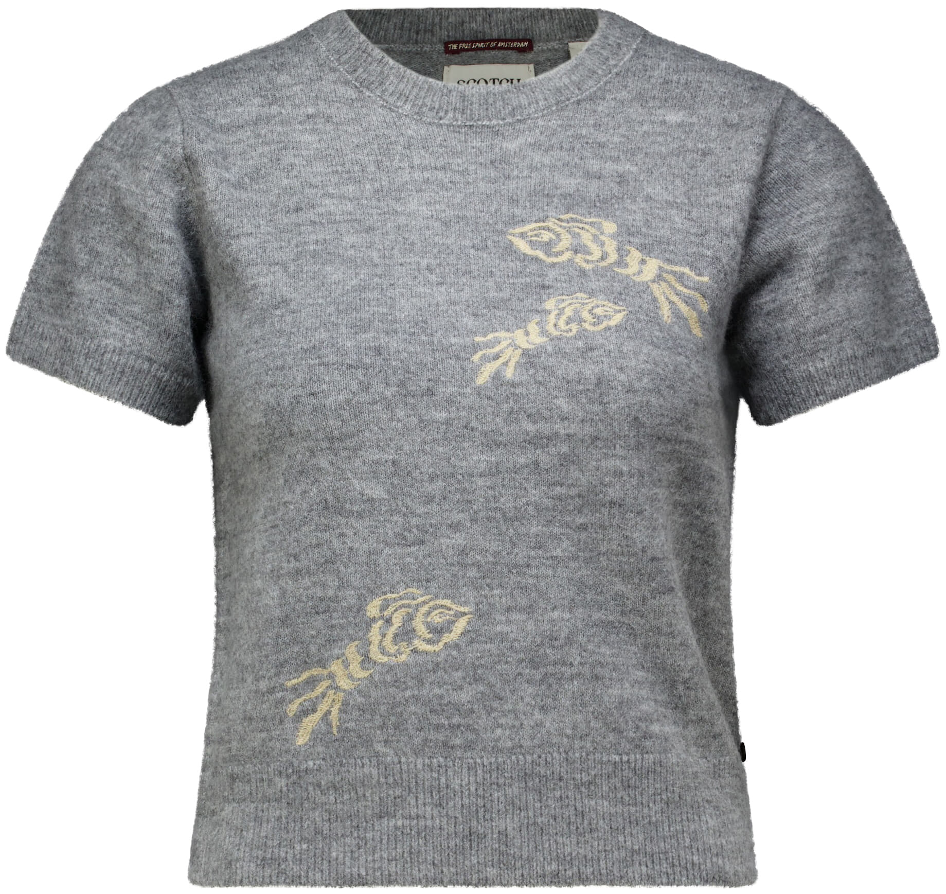 Scotch & Soda Trui Embroidered short-sleeved Grijs