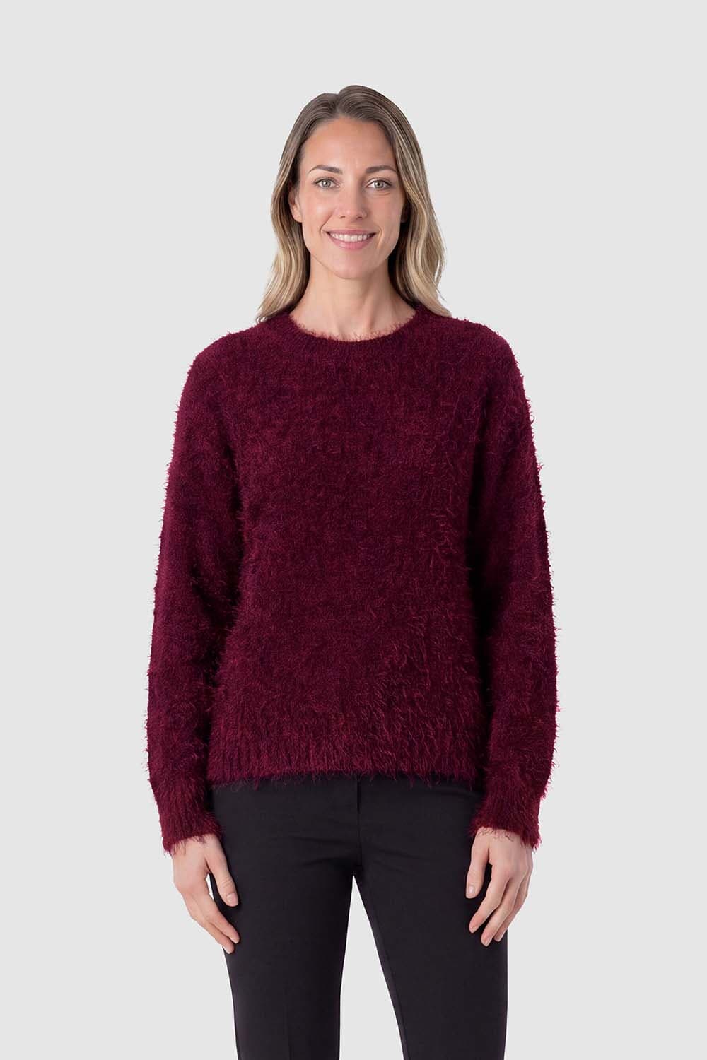 Enjoy Trui Fluffy Bordeaux Rood