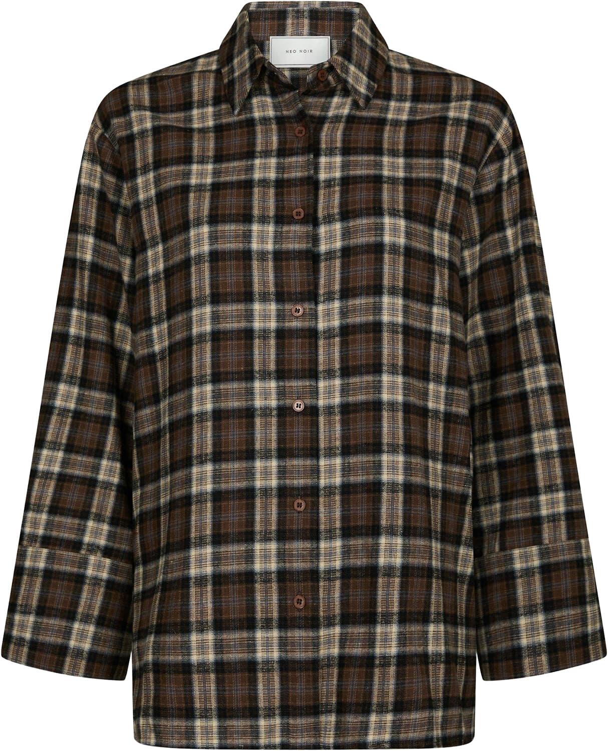 Neo Noir Blouse Dita Flannel Check Taupe