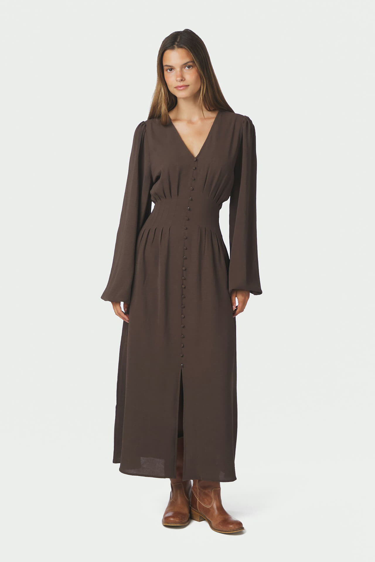 Neo Noir Jurk Annelie Donker Bruin