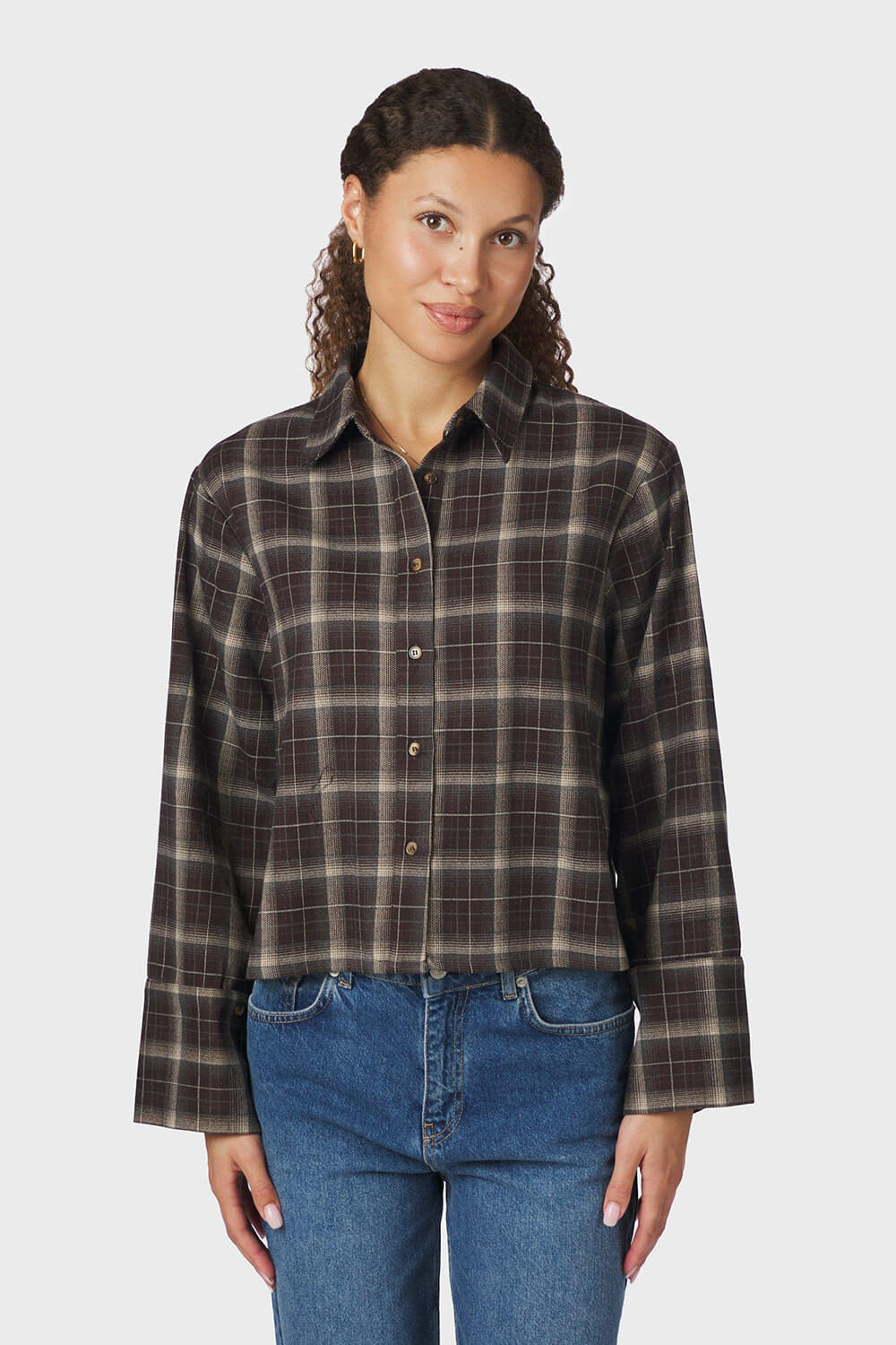 Neo Noir Blouse Jaylin Check Donker Bruin