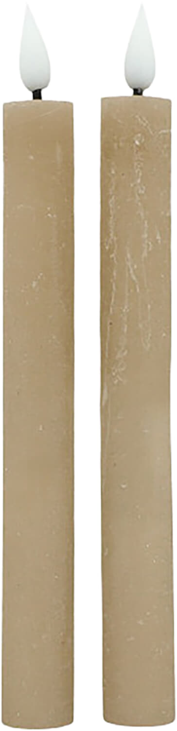 Dinerkaarsen LED Recharges St 2 18x3,4x3,4 Beige