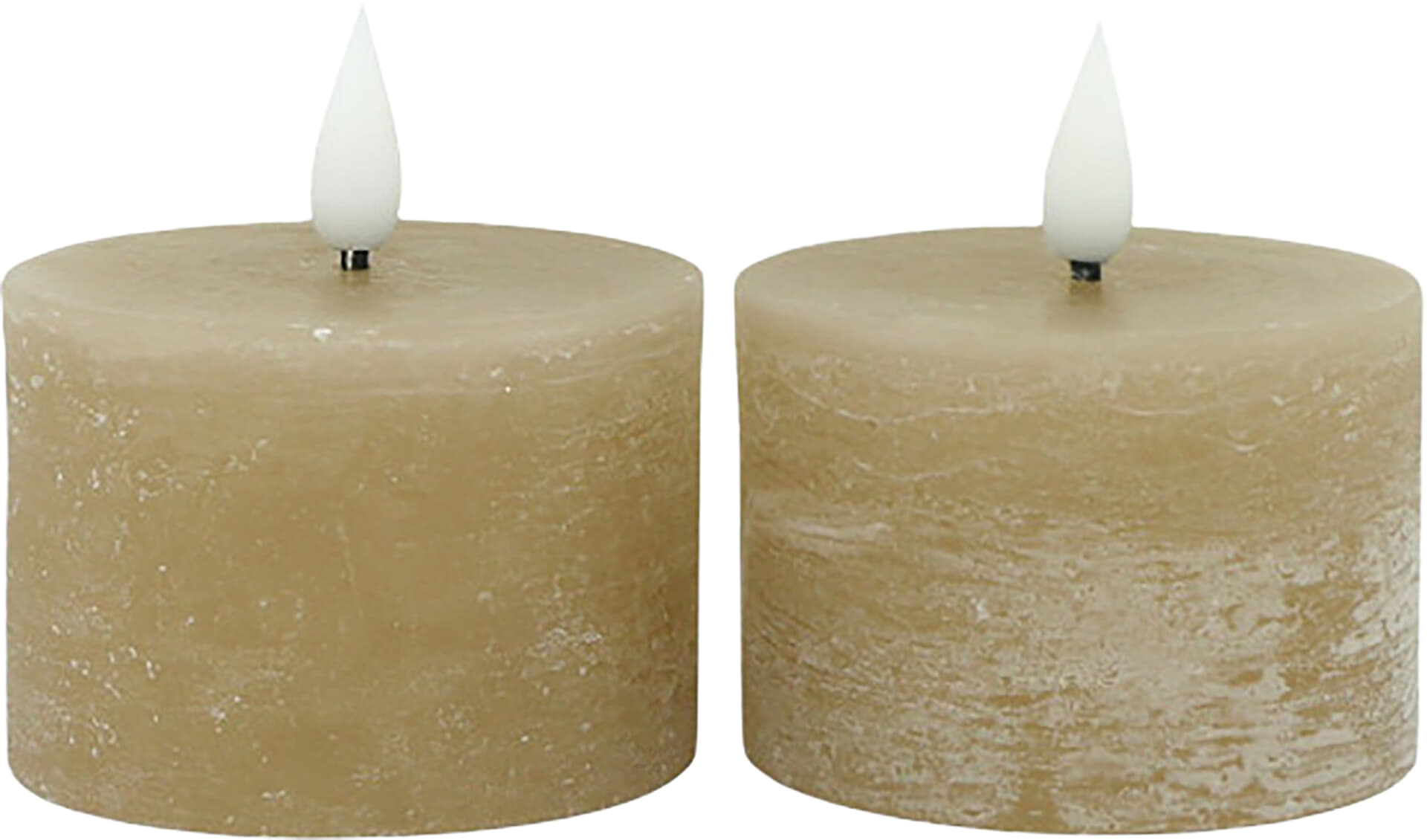 Stompkaarsen LEd Mini Recharge Set 2 5x7,5x7,5cm Beige