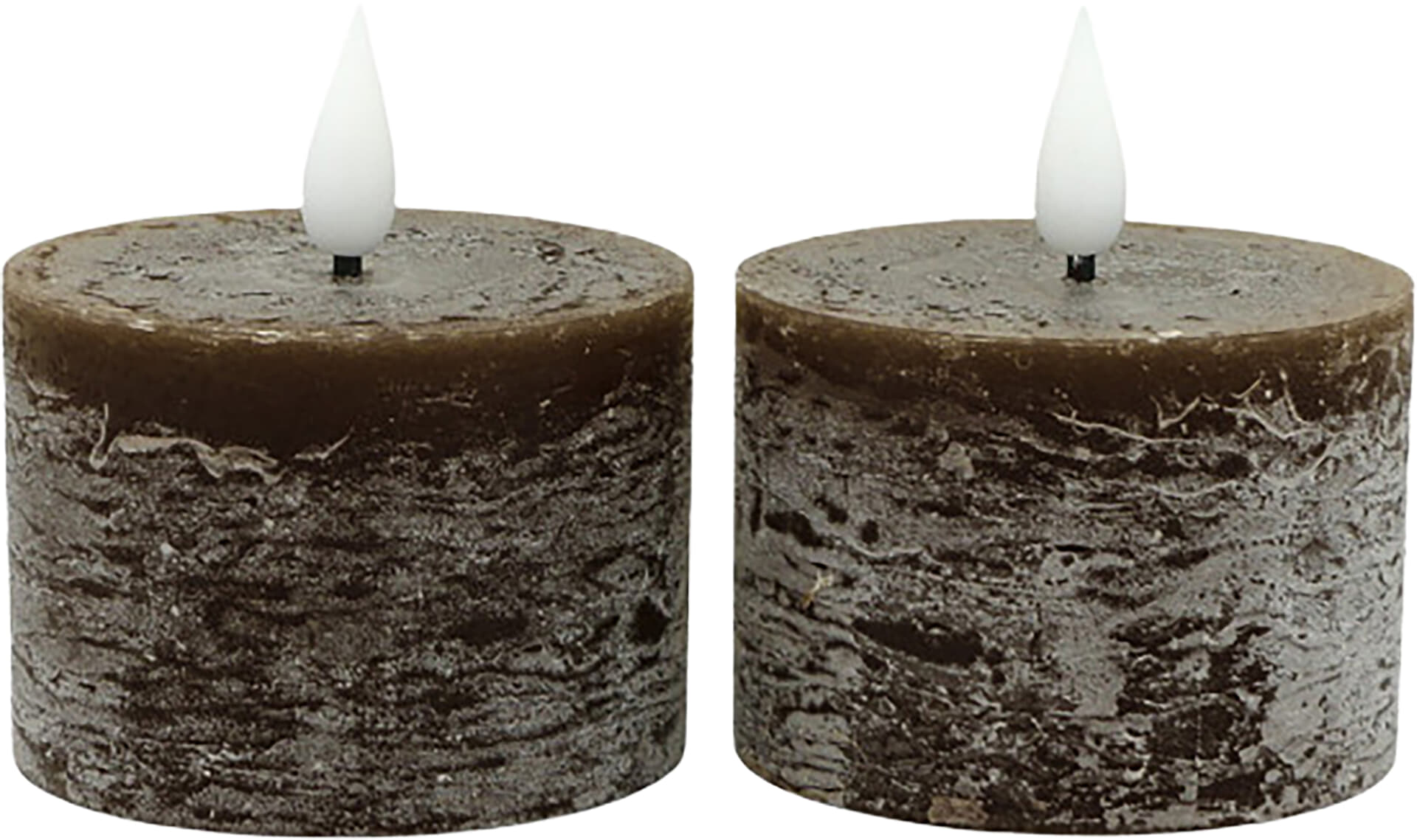 Stompkaarsen LEd Mini Recharge Set 2 5x7,5x7,5cm Bruin
