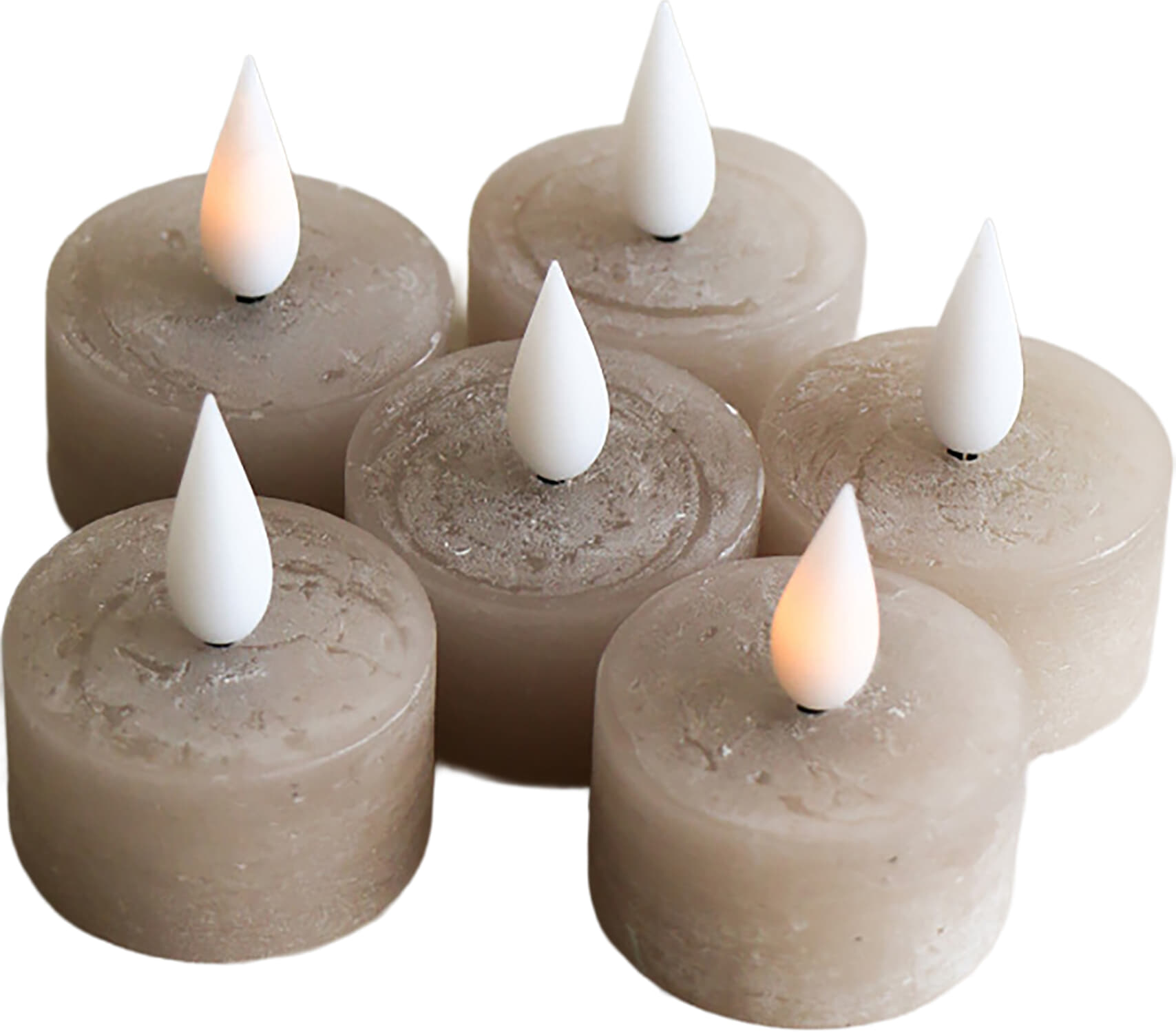 Theelicht LED Recharge set van 6 Beige