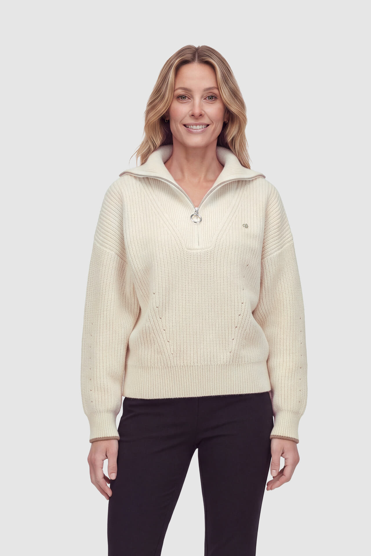 Scotch & Soda Trui Half-zip  Relaxed-fit  Crème
