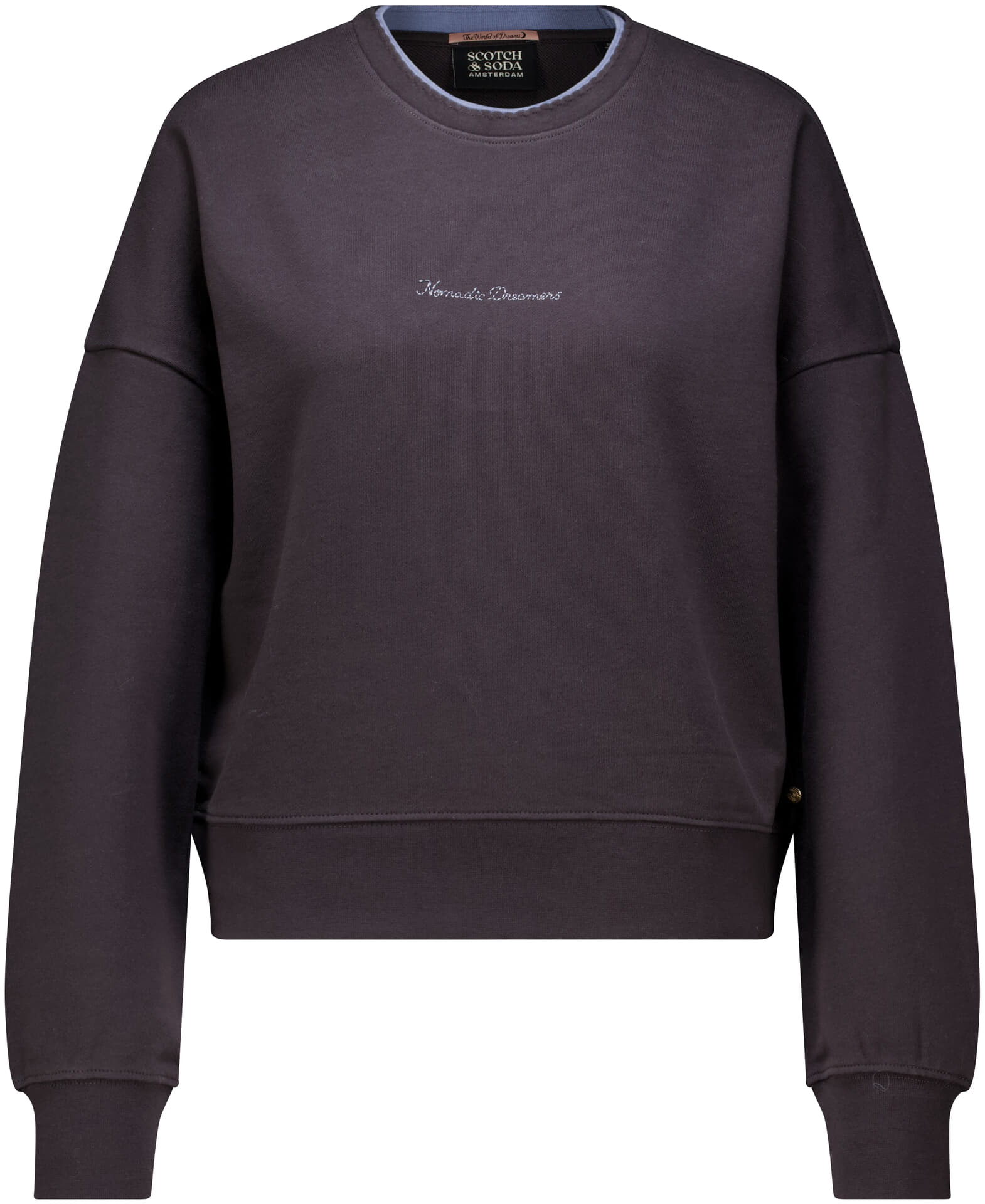 Scotch & Soda Sweater Chest Embroidery Relaxed-Fit Antraciet